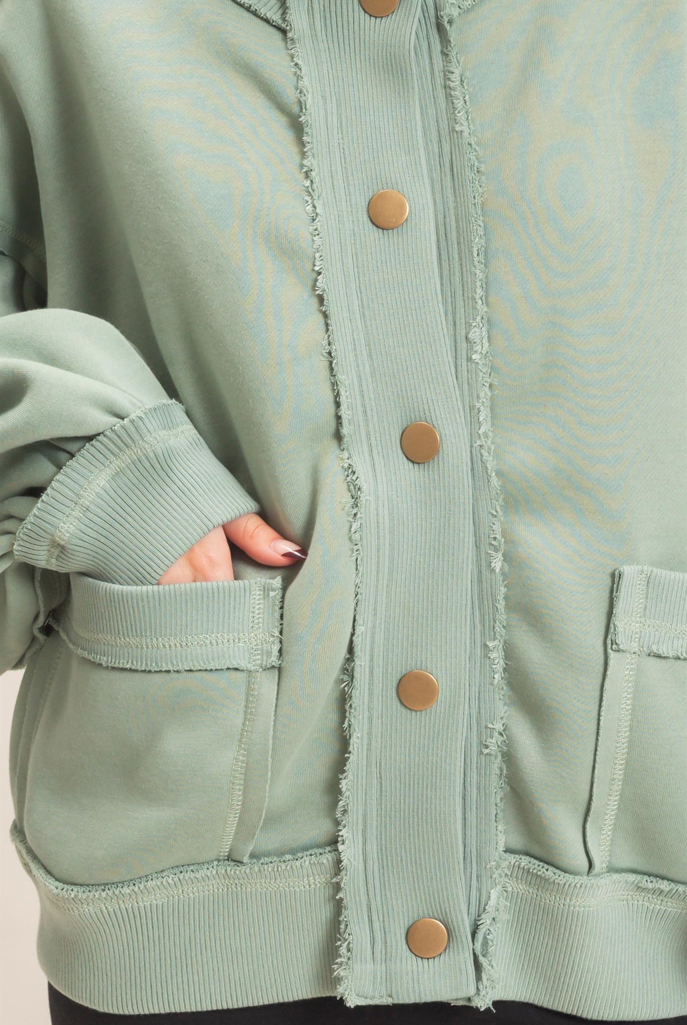 Wholesale Snap Front Jacket Coats & Jackets HF26E003 SAGE HYFVE