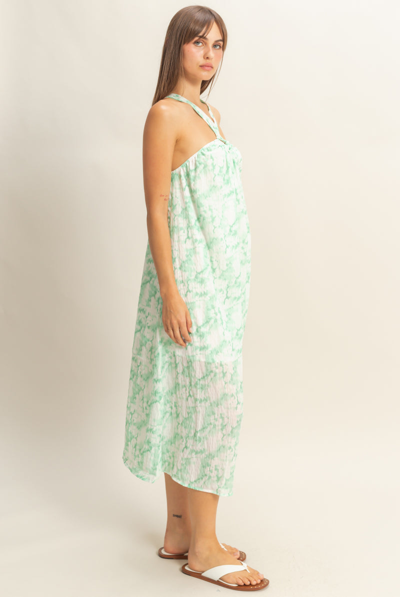 Wholesale Halter Cross Neck Backless Maxi Dress Dresses HF22E496 MINT HYFVE