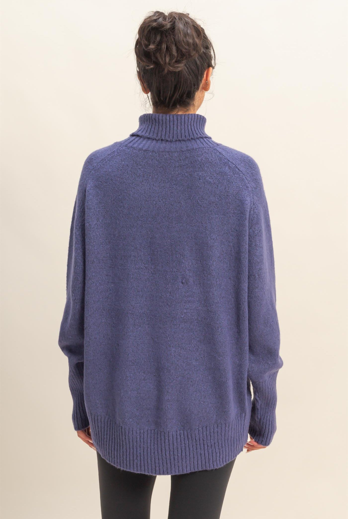Wholesale Oversized High Low Turtleneck Sweater Sweaters DZ25C943 DUSTY INDIGO DOUBLE ZERO