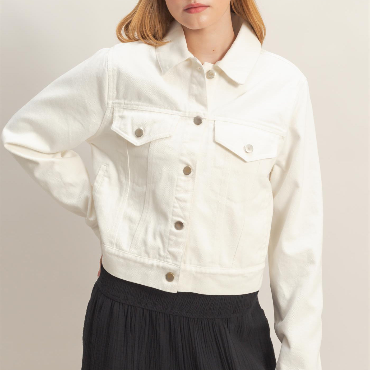 Wholesale Denim Button-Up Jacket Coats & Jackets HF26C725 WHITE HYFVE