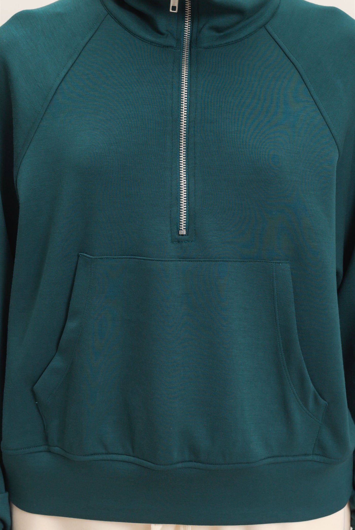 Wholesale Half-Zip Collar Raglan Pullover Sweatshirts DZ26C967 DEEP GREEN DOUBLE ZERO