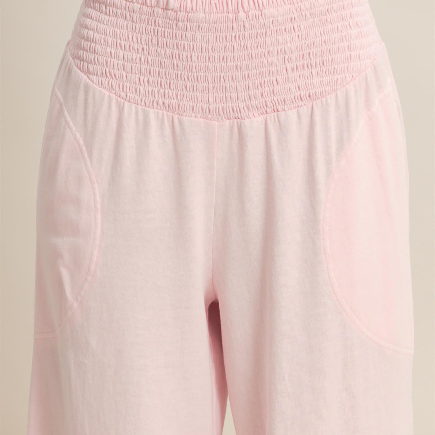 Wholesale Mineral Washed Wide-Leg Smocked Waist Pants Pants DZ26A249 SOFT PINK DOUBLE ZERO
