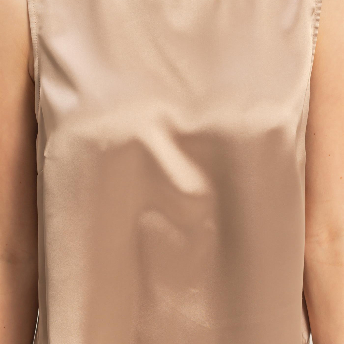 Wholesale Satin Sleeveless Round Neck Top With Back Keyhole Clothing Tops DZ26C084 DARK TAUPE DOUBLE ZERO