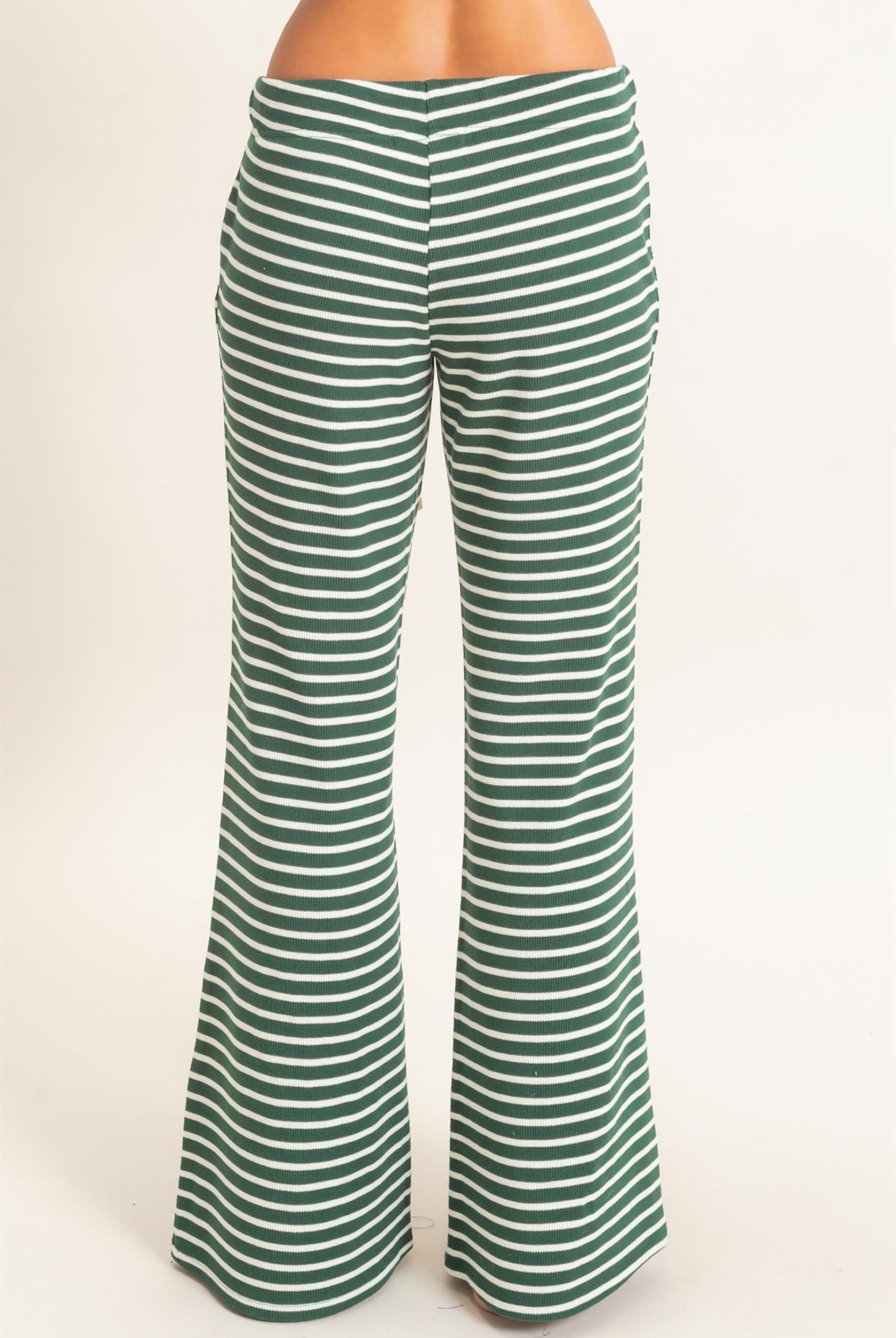 Wholesale Low Rise Striped Waffle Knit Pants Pants DZ26E553 DARK GREEN DOUBLE ZERO