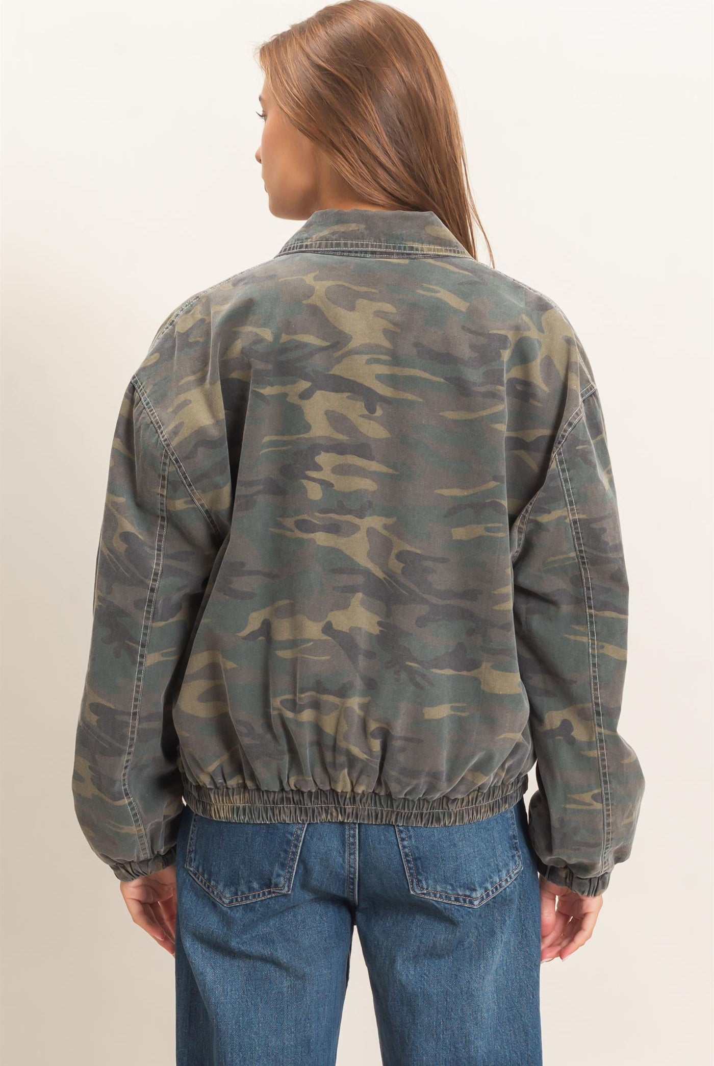 Wholesale Camouflage Zip-Up Jacket Coats & Jackets DZ26E398 DARK GREEN DOUBLE ZERO