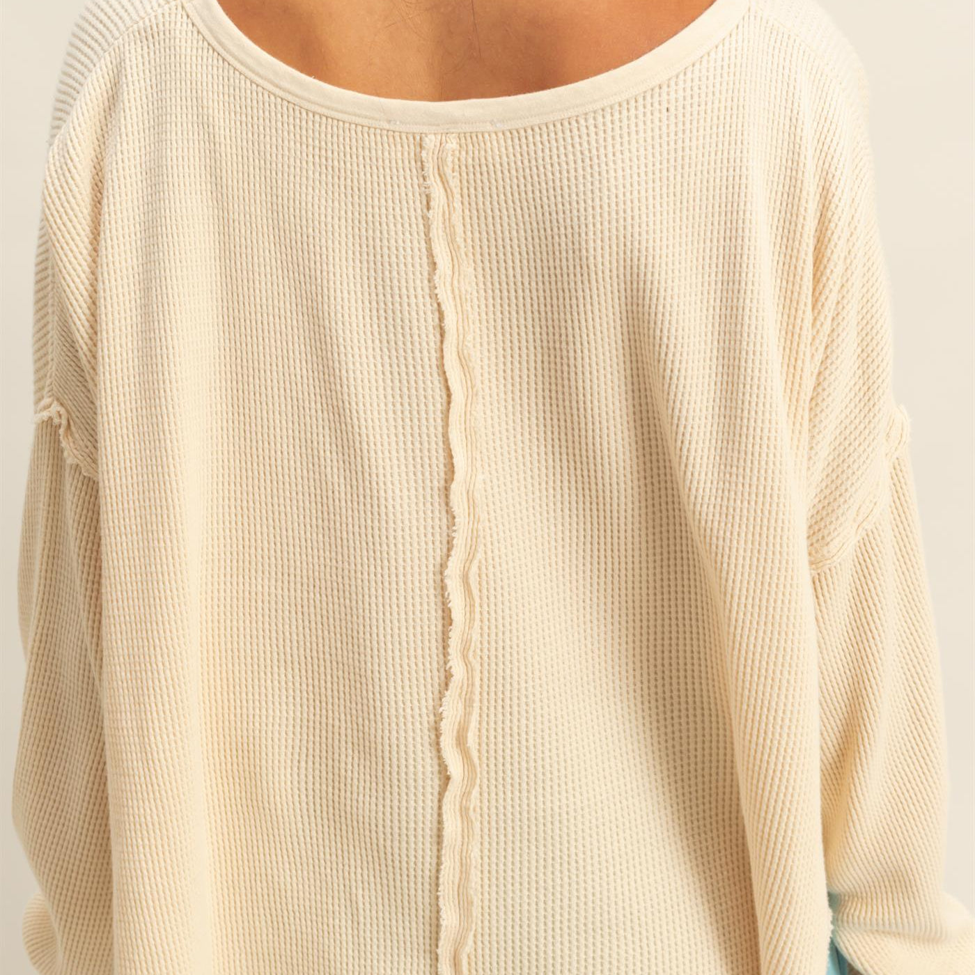 Wholesale Mineral Wash Waffle Oversized Top Clothing Tops DZ26E248 ALPACA DOUBLE ZERO