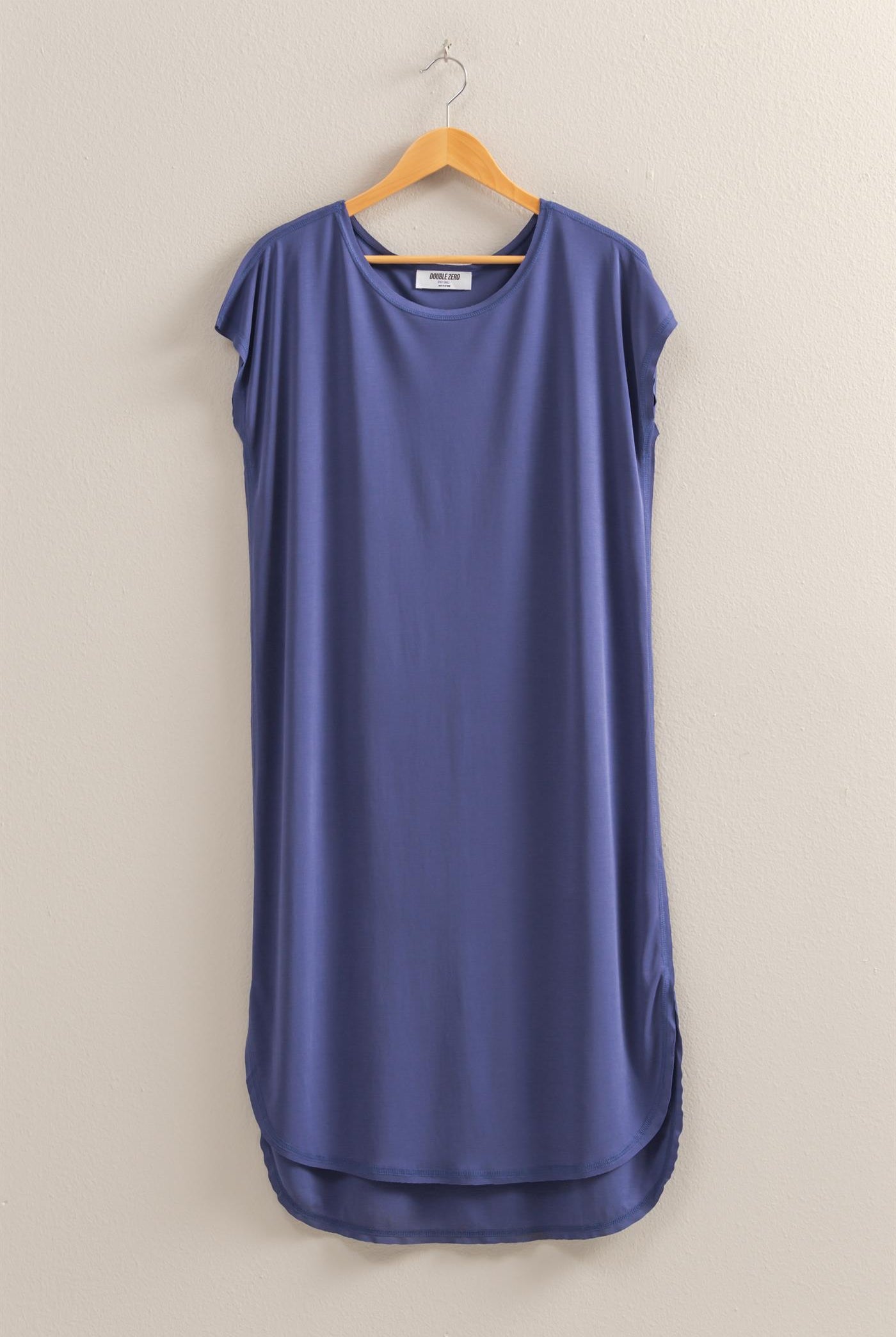 Wholesale Soft High Low Midi Dress With Round Hem Dresses DZ25E307 DUSTY INDIGO DOUBLE ZERO