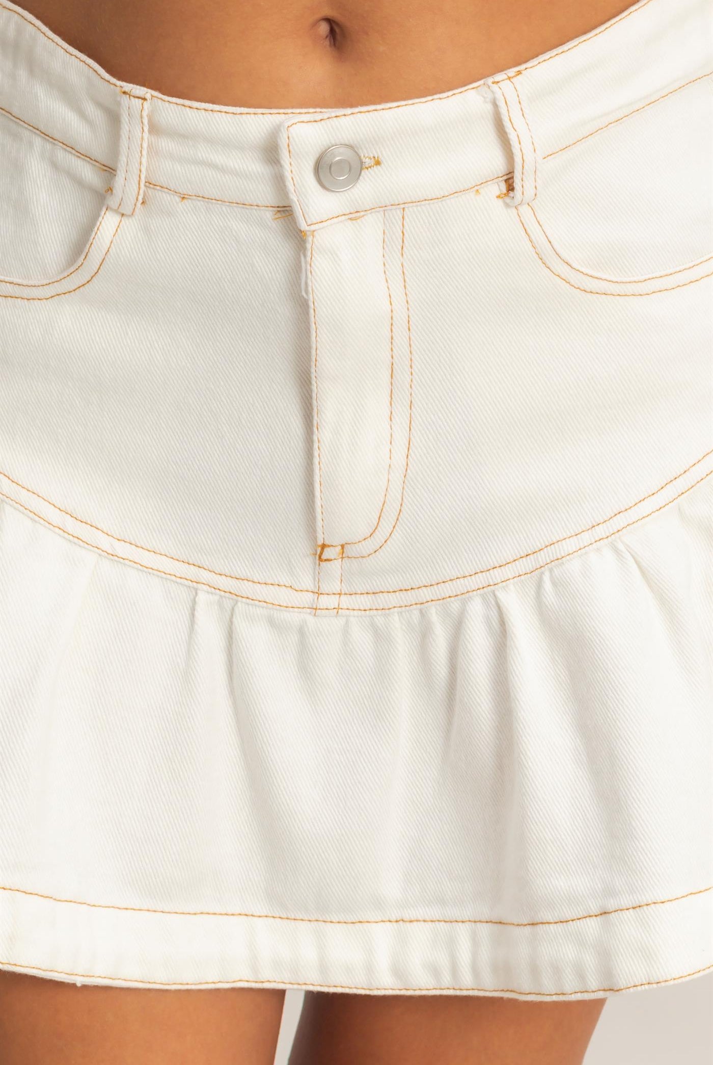 Wholesale Denim Ruffle Skirt Skirts HF26A274 WHITE DENIM HYFVE