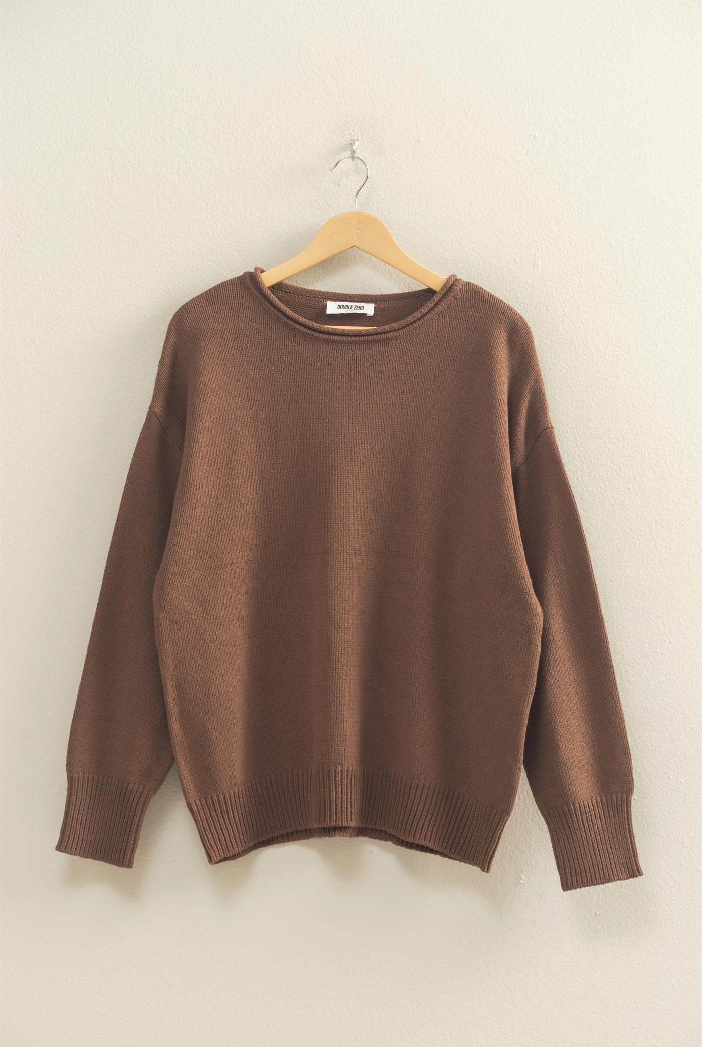 Wholesale Oversized Rolll Neck Knit Sweater Sweaters DZ25E908 CHESTNUT DOUBLE ZERO
