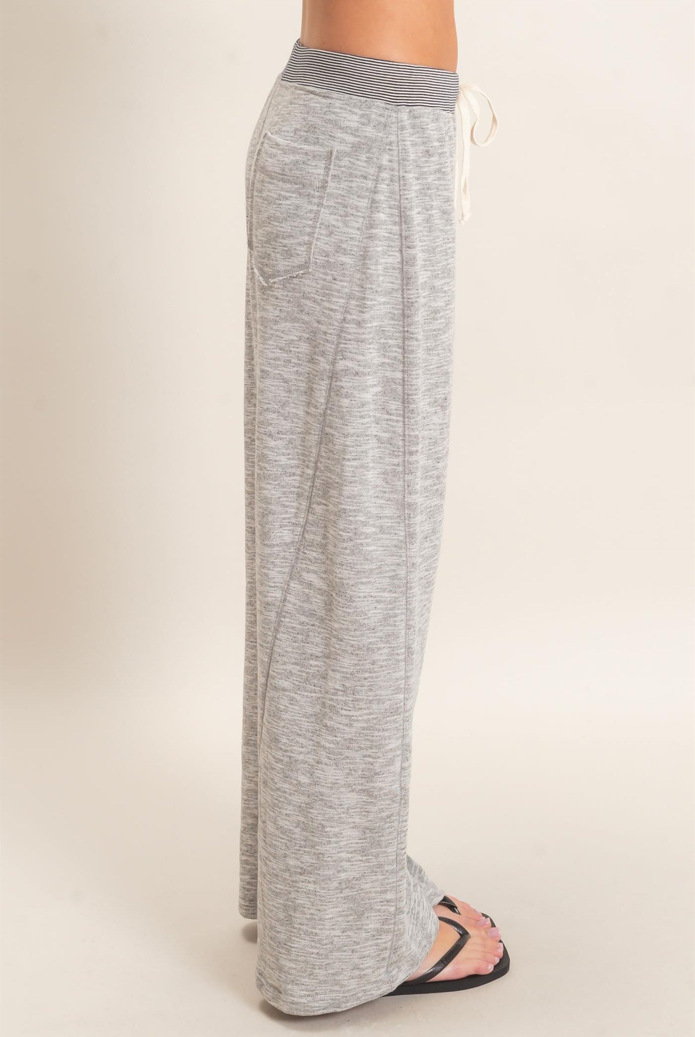 Wholesale Striped Waist Drawstring Pants Pants HF26E558 HEATHER GRAY HYFVE