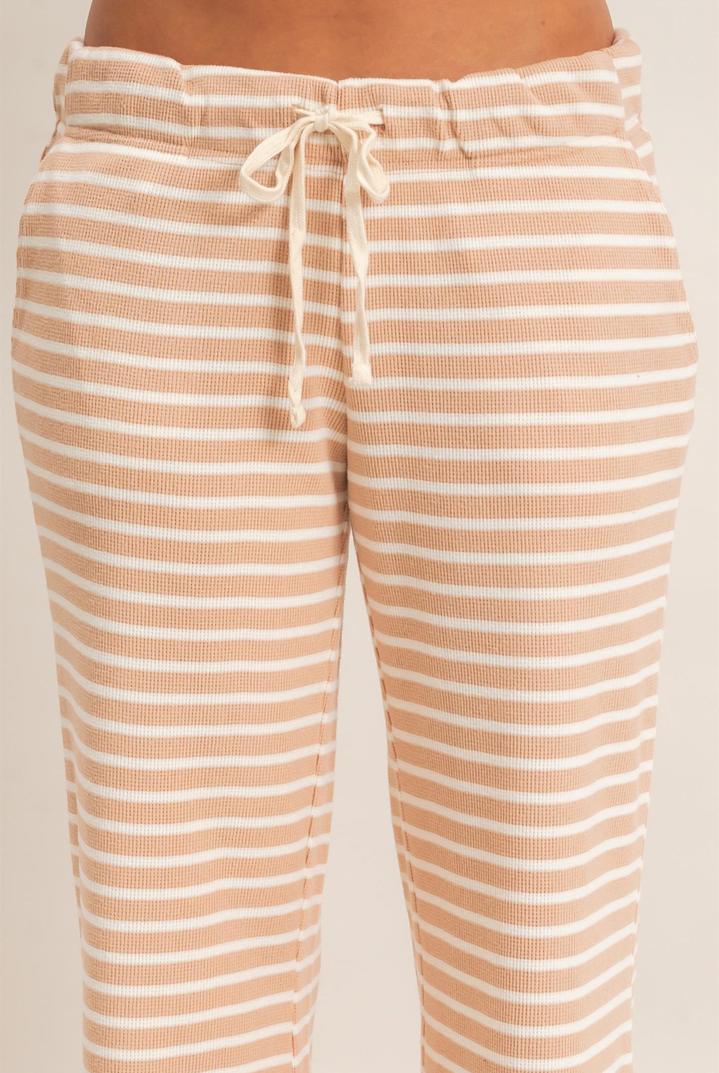 Wholesale Low Rise Striped Waffle Knit Pants Pants DZ26E553 SAND DOUBLE ZERO