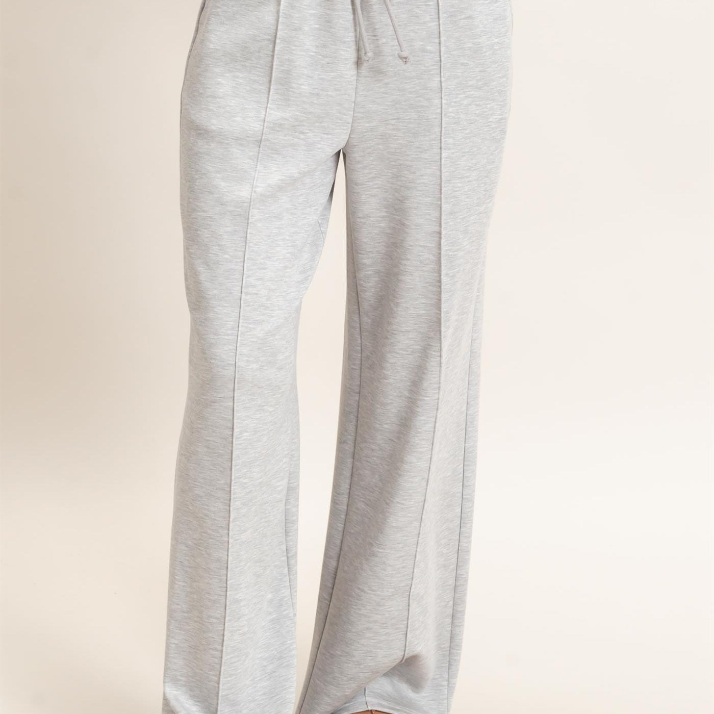 Wholesale Drawstring Waist Pintuck Wide Leg Pants Pants DZ26E384 HEATHER GRAY HYFVE