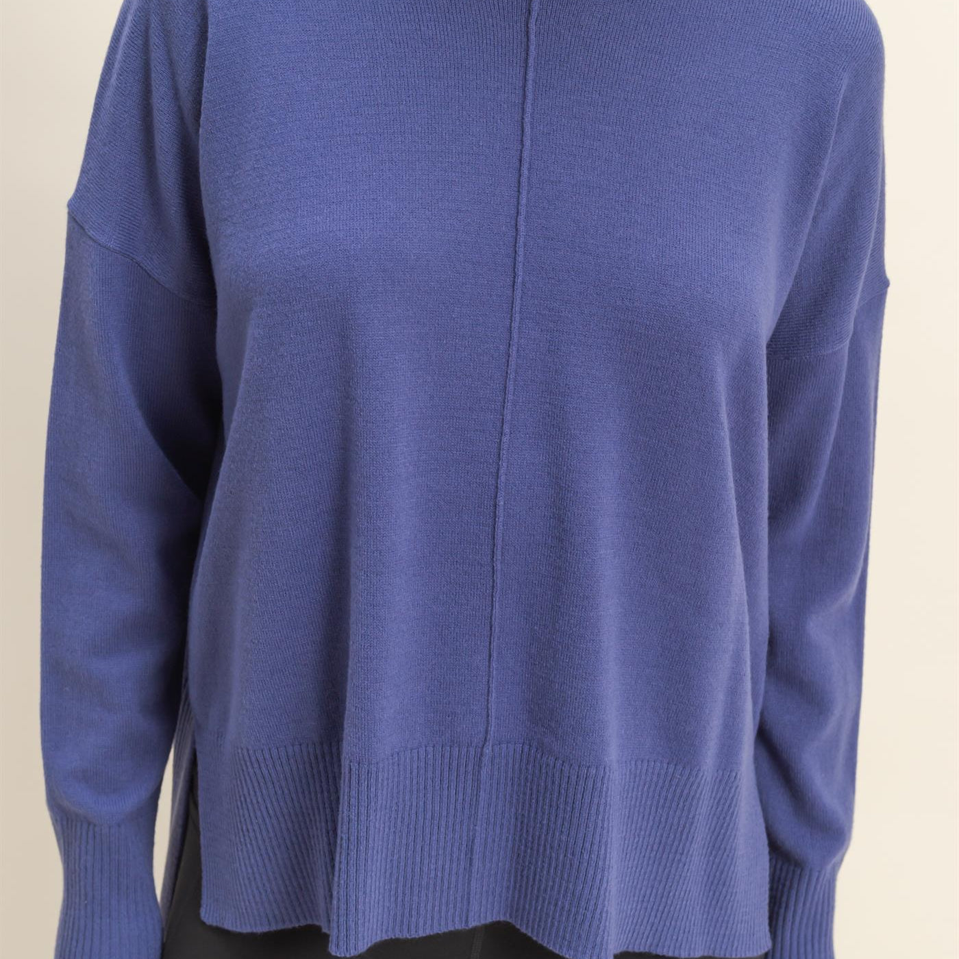 Wholesale Not A Player Roll Neck Drop Shoulder Sweater Sweaters DZ25C938 DUSTY INDIGO DOUBLE ZERO