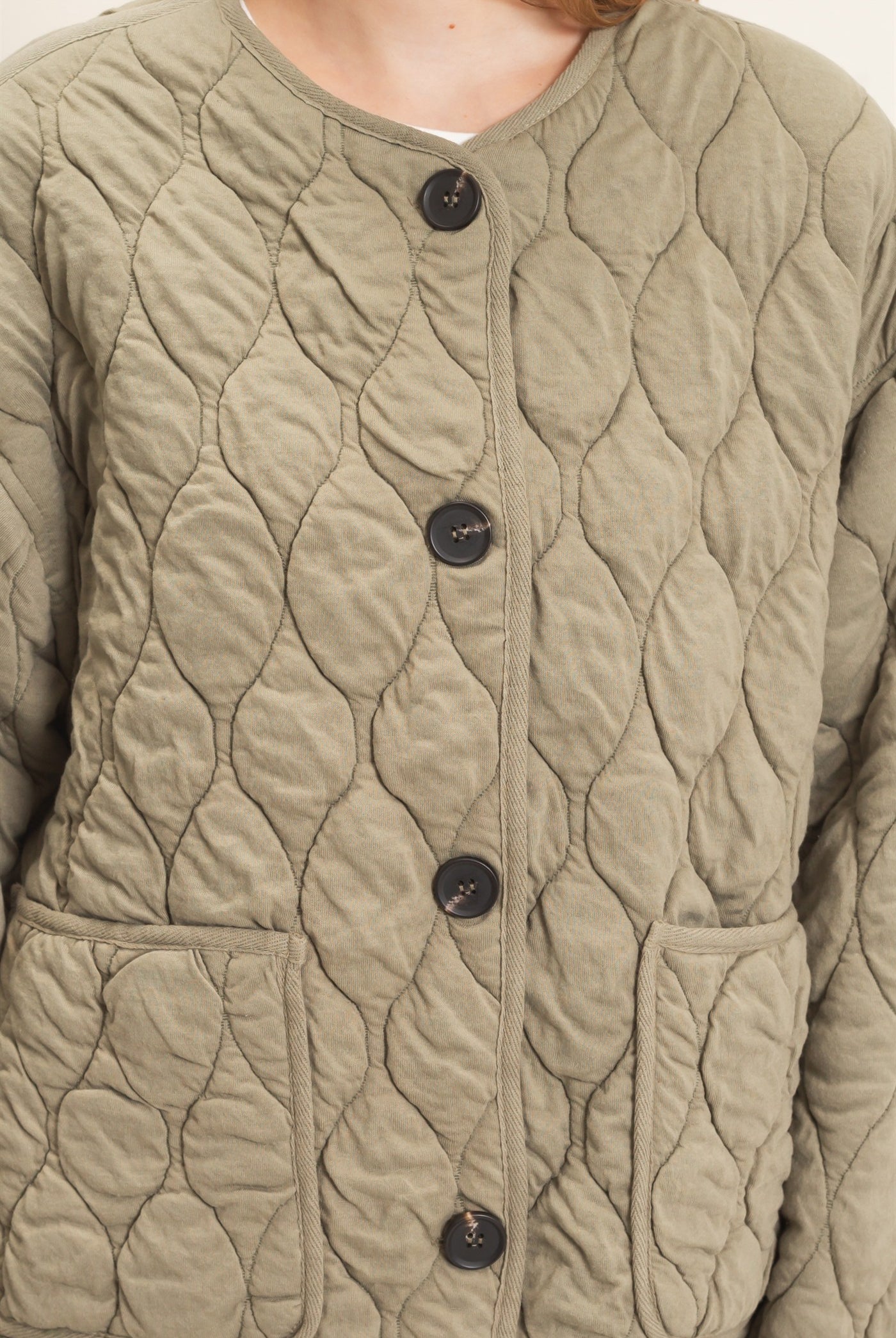 Wholesale Diamond Quilted Jacket Coats & Jackets HF26E370 OLIVE HYFVE