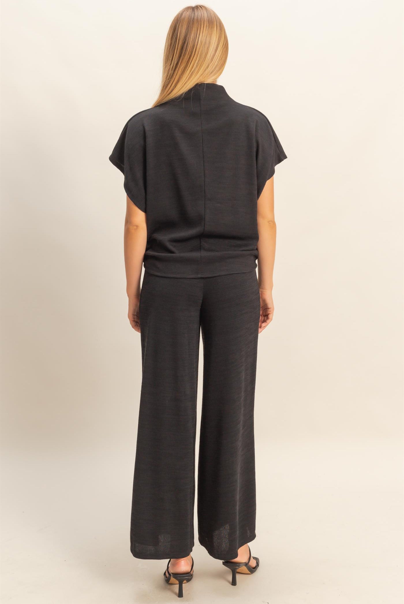 Wholesale Dolman Sleeve Top And Pant Set Clothing HF26F225-SET-D BLACK HYFVE