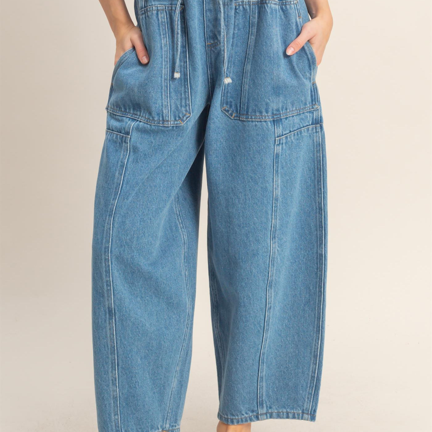 Wholesale Wide Pants With Oversize Pockets Pants HF26A125 L.BLUE HYFVE
