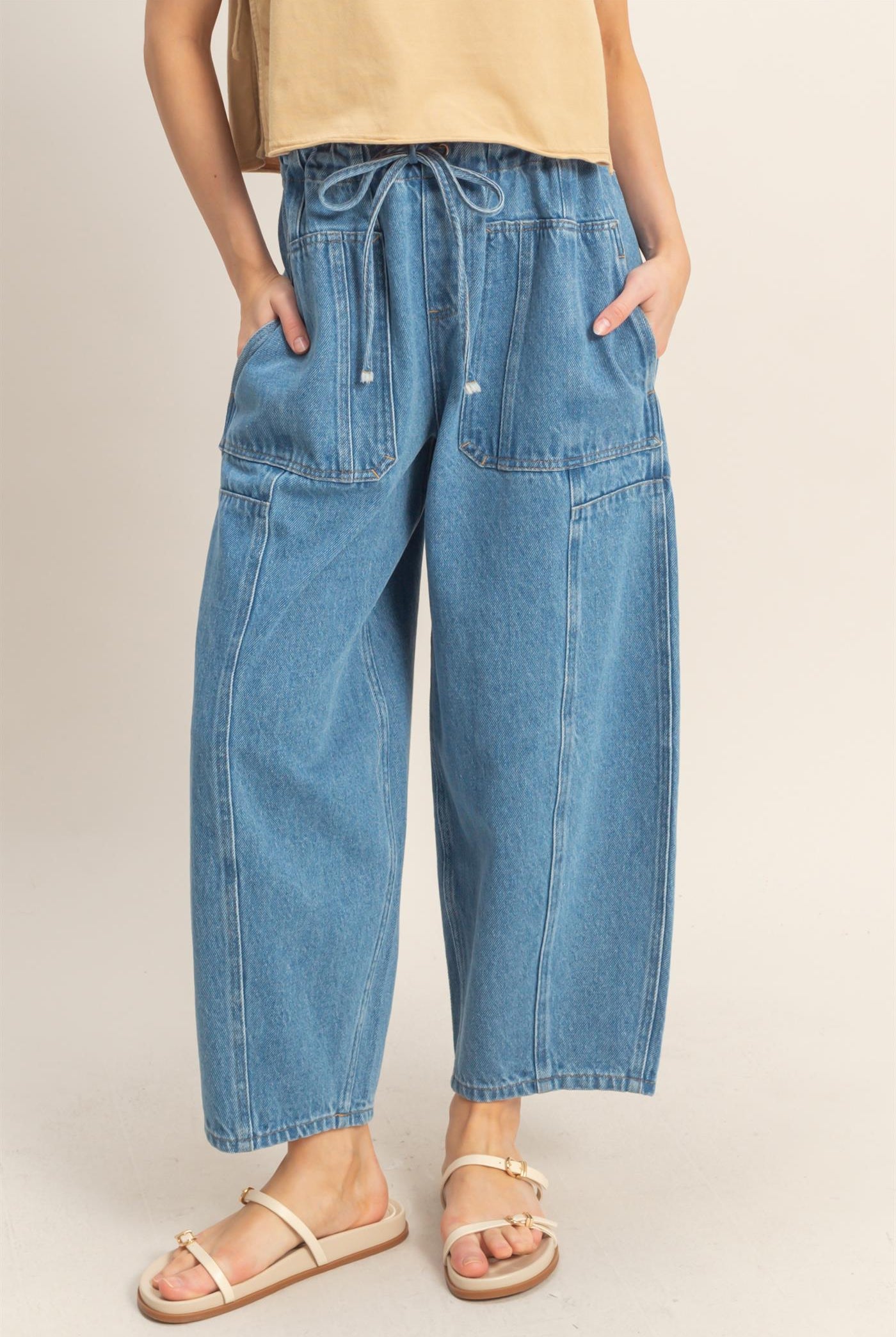 Wholesale Wide Pants With Oversize Pockets Pants HF26A125 L.BLUE HYFVE