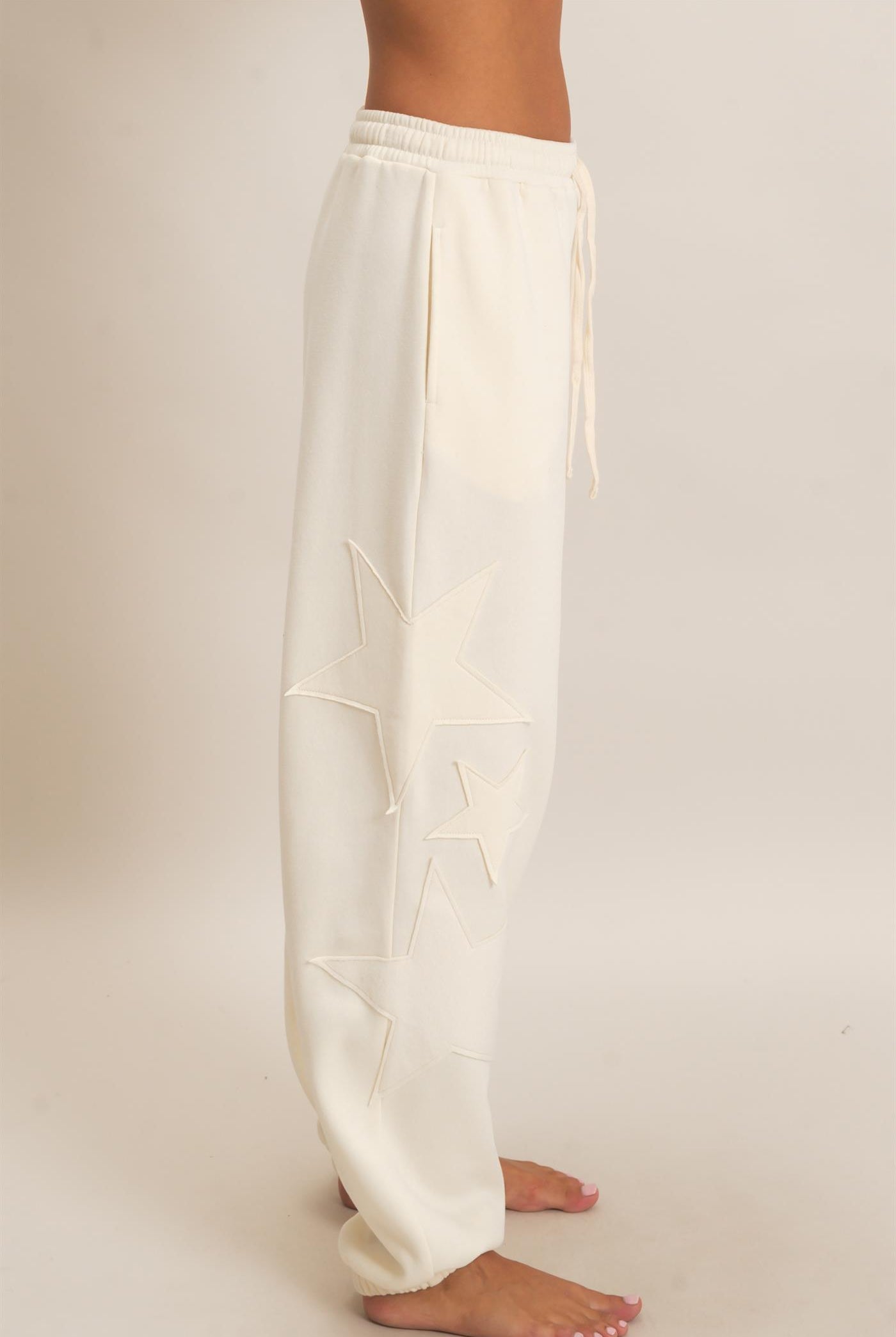 Wholesale Star Patch Jogger Pants Joggers DZ26E889 CREAM DOUBLE ZERO