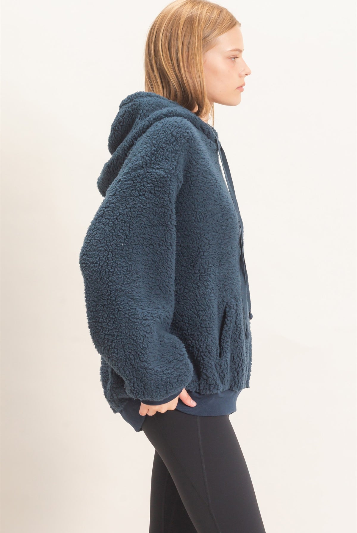 Wholesale Plush Sherpa Pullover Hoodie Hoodies HF26F289 MIDNIGHT BLUE HYFVE