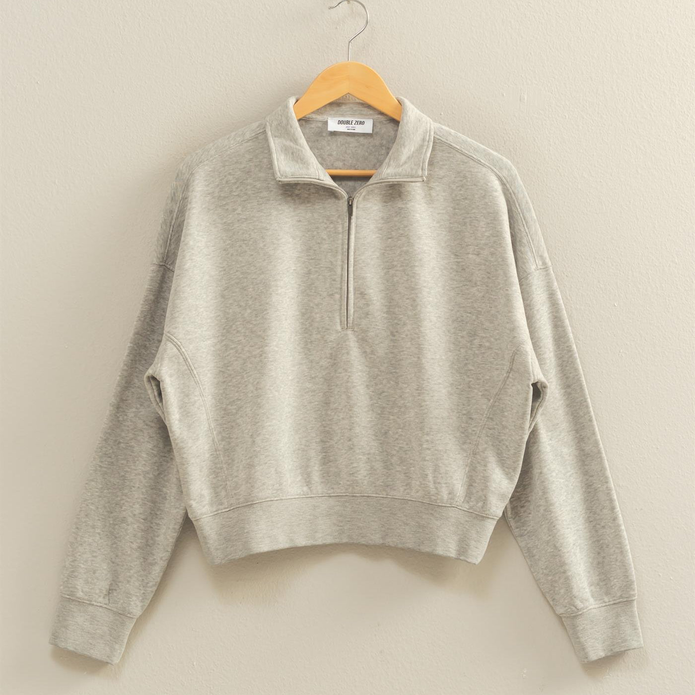 Wholesale Love This Way Half-Zip Sweatshirt Sweatshirts DZ25C908 HEATHER GRAY DOUBLE ZERO