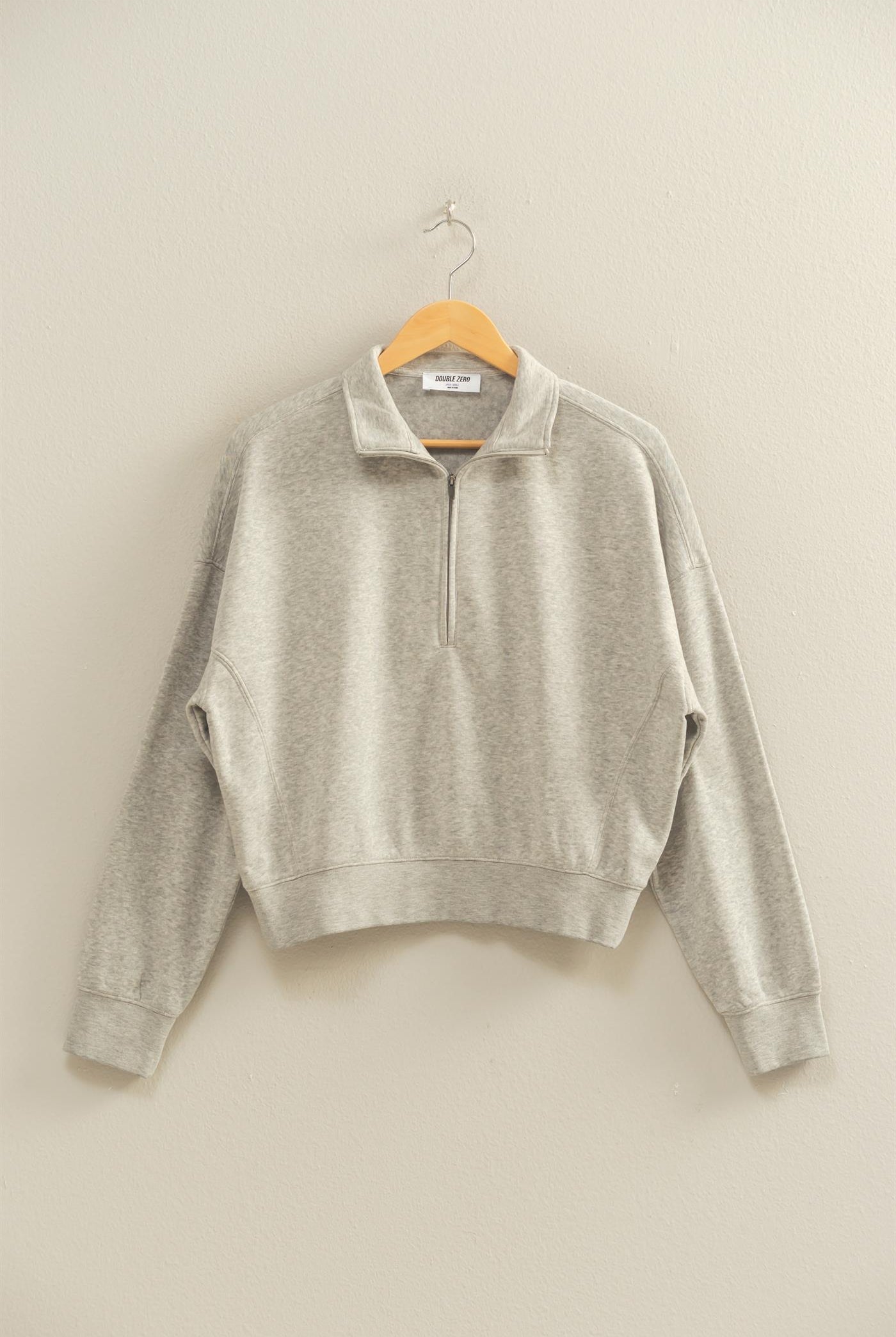Wholesale Love This Way Half-Zip Sweatshirt Sweatshirts DZ25C908 HEATHER GRAY DOUBLE ZERO