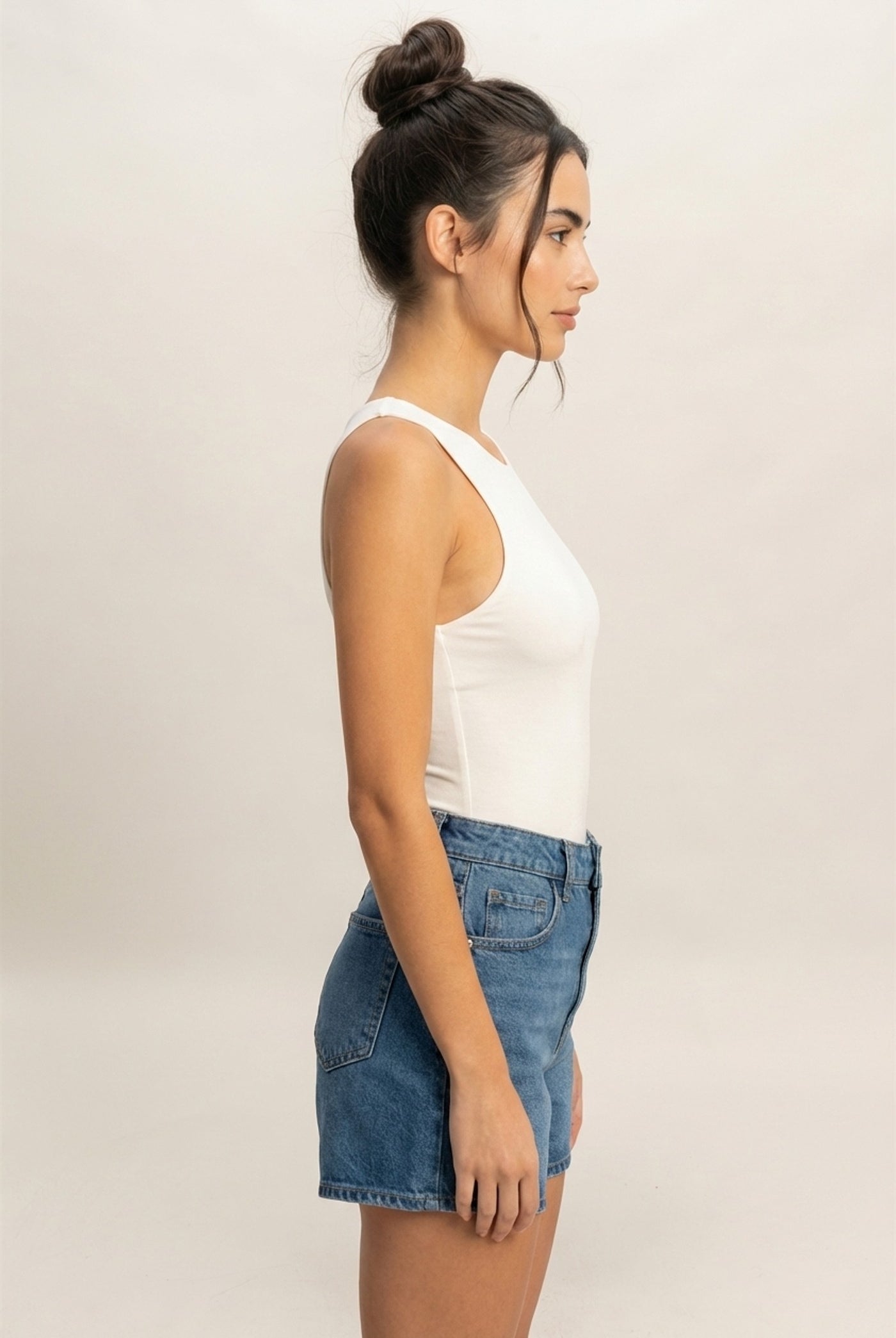 Wholesale Sleeveless Tank Top Bodysuit Clothing Tops DZ24A893-D OFF WHITE DOUBLE ZERO