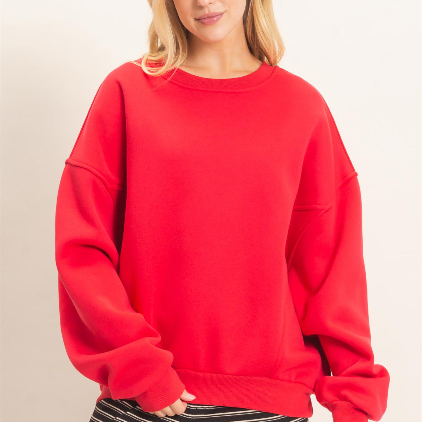 Wholesale Oversized Dropped Shoulder Sweatshirt Sweatshirts HF26F141 RED HYFVE