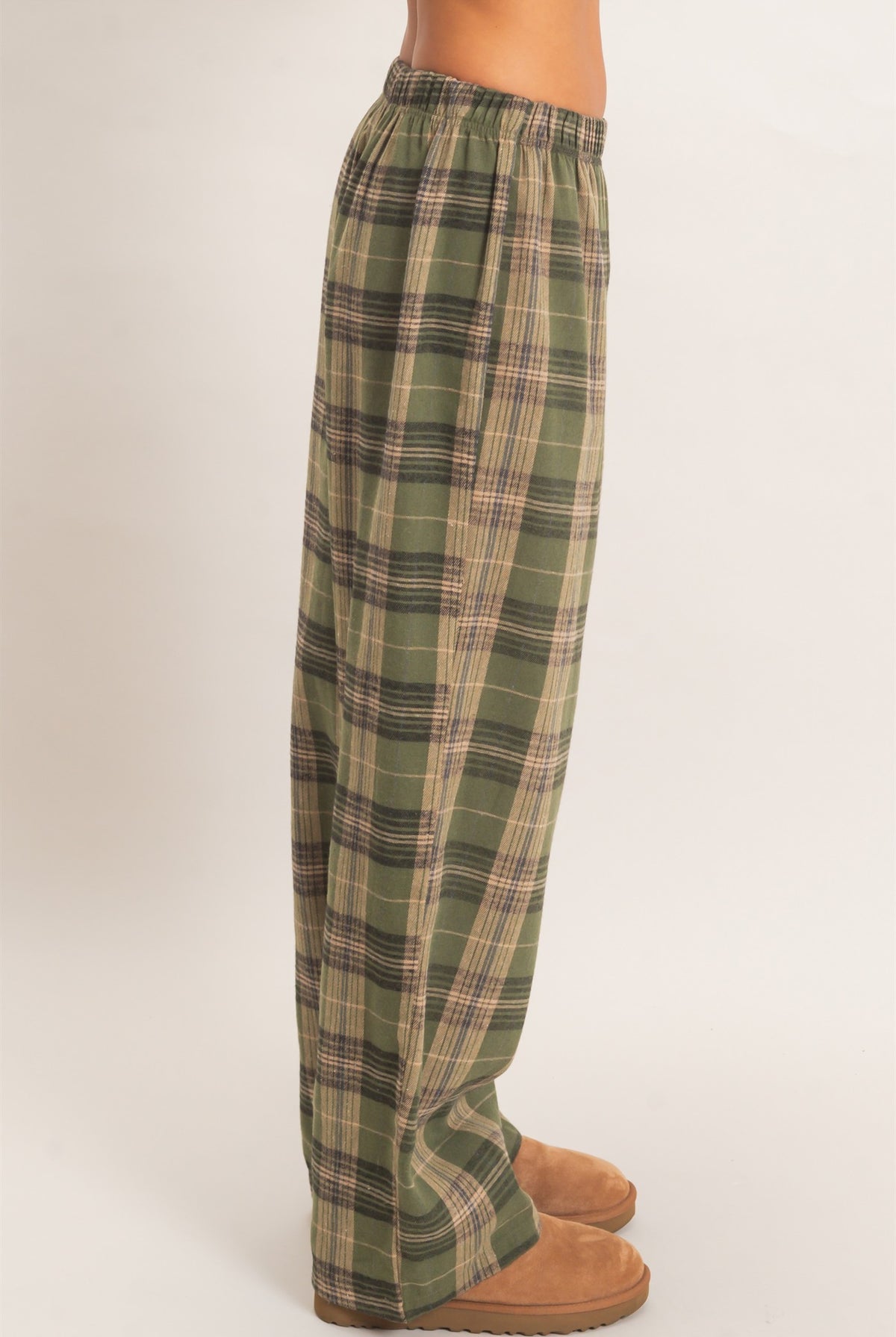 Wholesale Plaid Wide-Leg Pants Pants DZ26F271 OLIVE DOUBLE ZERO