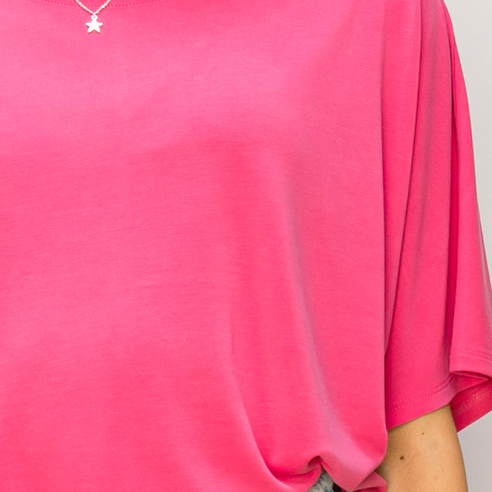 Wholesale D-Elbow Length Dolman Sleeve Top Clothing Tops DZ24C199-D RASPBERRY DOUBLE ZERO