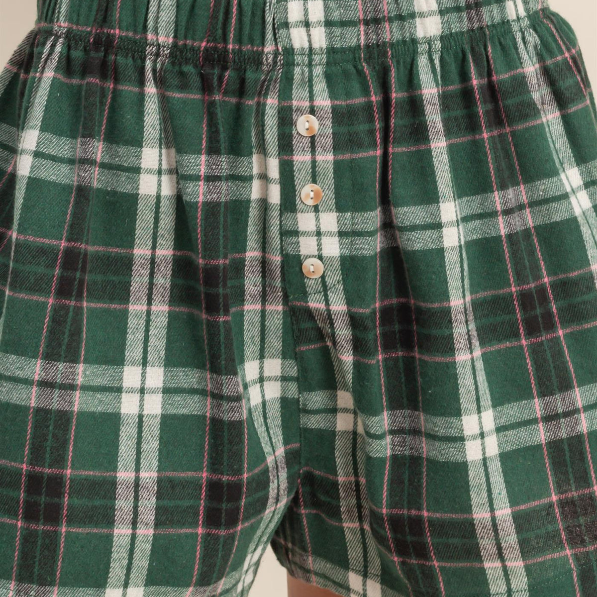 Wholesale Button-Front Plaid Boxer Shorts Shorts DZ25F483 GREEN DOUBLE ZERO