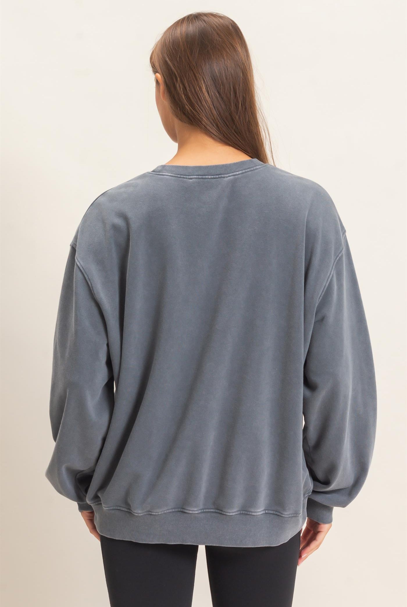 Wholesale Mineral Wash Crew Neck Sweatshirt Sweatshirts DZ26E990 DARK GRAY DOUBLE ZERO