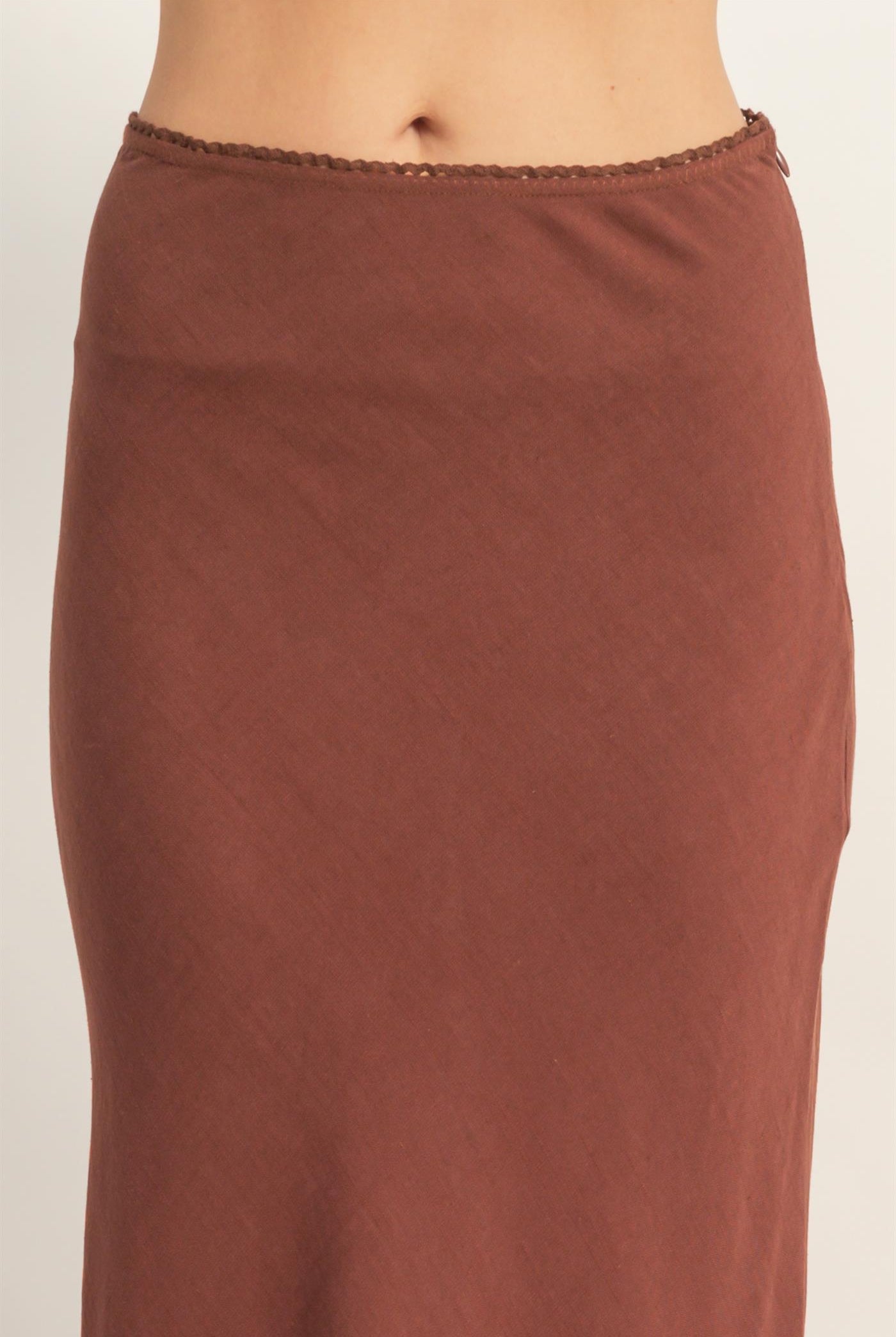 Wholesale Maxi Skirt With Elastic Waistband Skirts HF26A473-D CHOCOLATE HYFVE