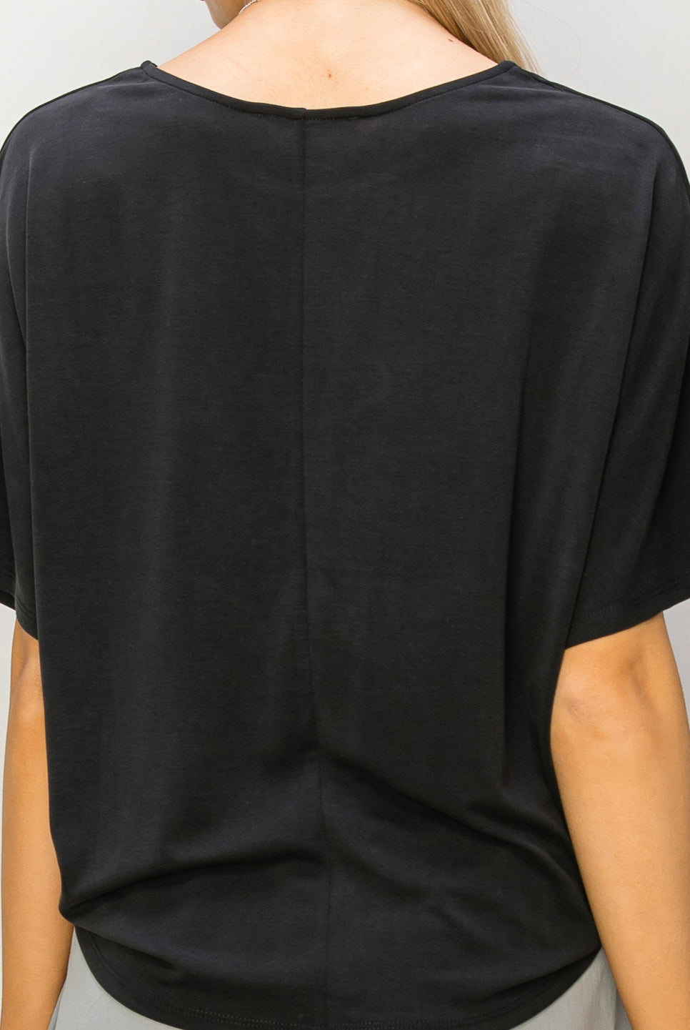 Wholesale D-Elbow Length Dolman Sleeve Top Clothing Tops DZ24C199-D BLACK DOUBLE ZERO