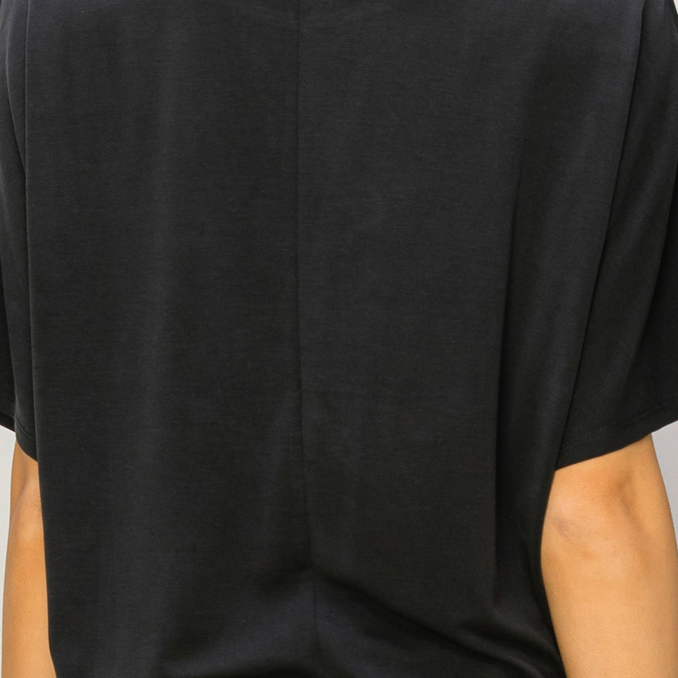 Wholesale D-Elbow Length Dolman Sleeve Top Clothing Tops DZ24C199-D BLACK DOUBLE ZERO
