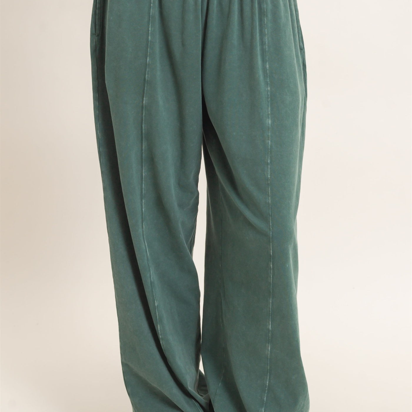 Wholesale Mineral Wash Elastic Waist Jogger Pants Joggers DZ26F405 DARK GREEN DOUBLE ZERO