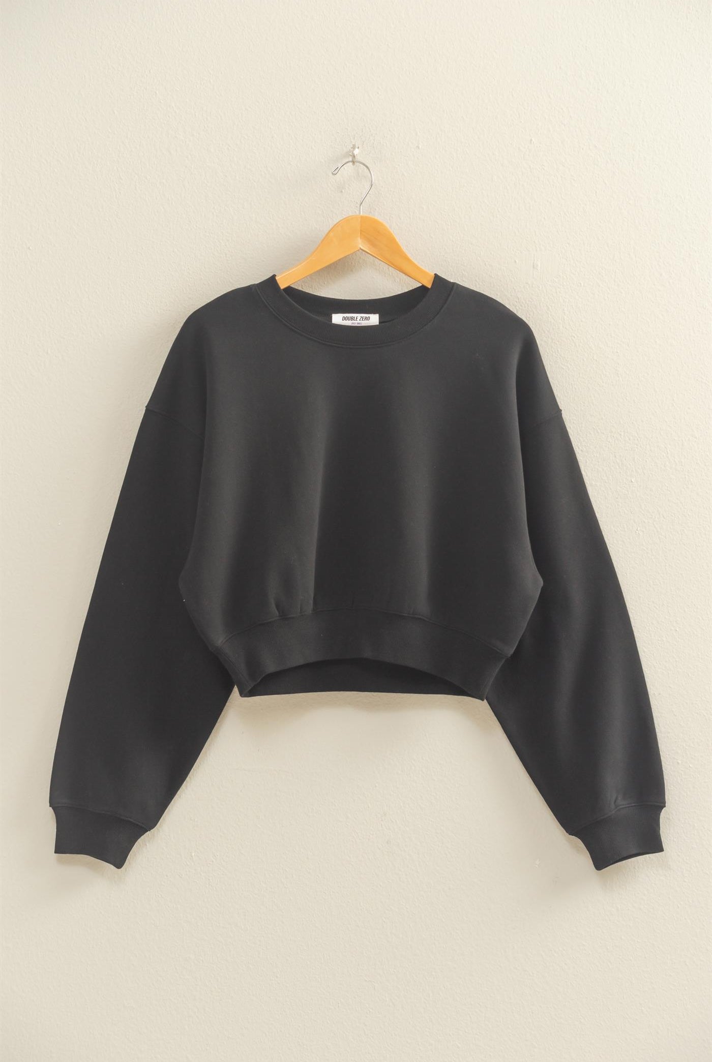 Wholesale Everyday Long Sleeve Cropped Sweatshirt Sweatshirts DZ25E415 BLACK DOUBLE ZERO