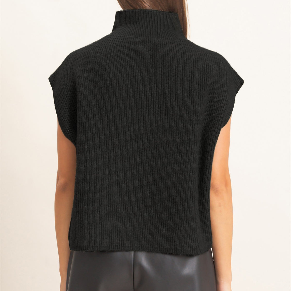 Wholesale Sleeveless High Neck Sweater Sweaters DZ26E295 BLACK DOUBLE ZERO