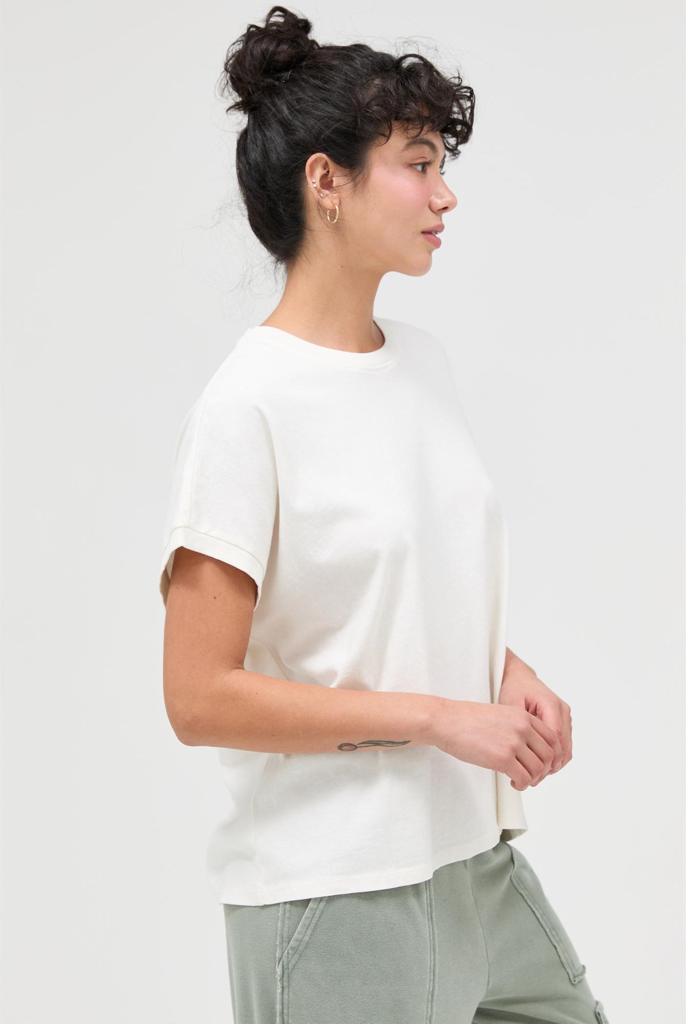 Wholesale Capped Sleeve Mineral Wash T-Shirt T-Shirts DZ26A033 OFF WHITE DOUBLE ZERO