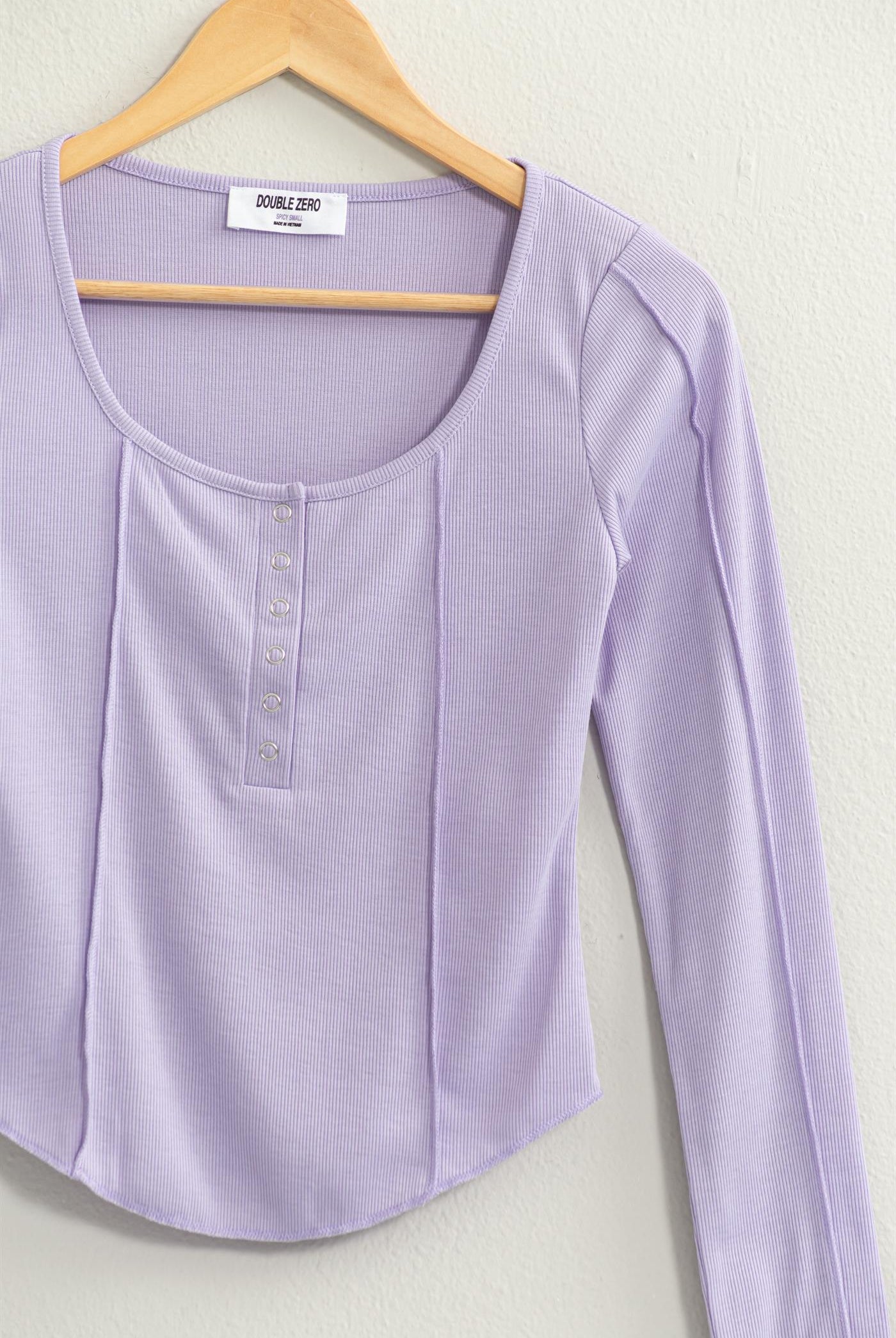 Wholesale Ribbed Long Sleeve Button Front Top Clothing Tops DZ25A025 TARO DOUBLE ZERO
