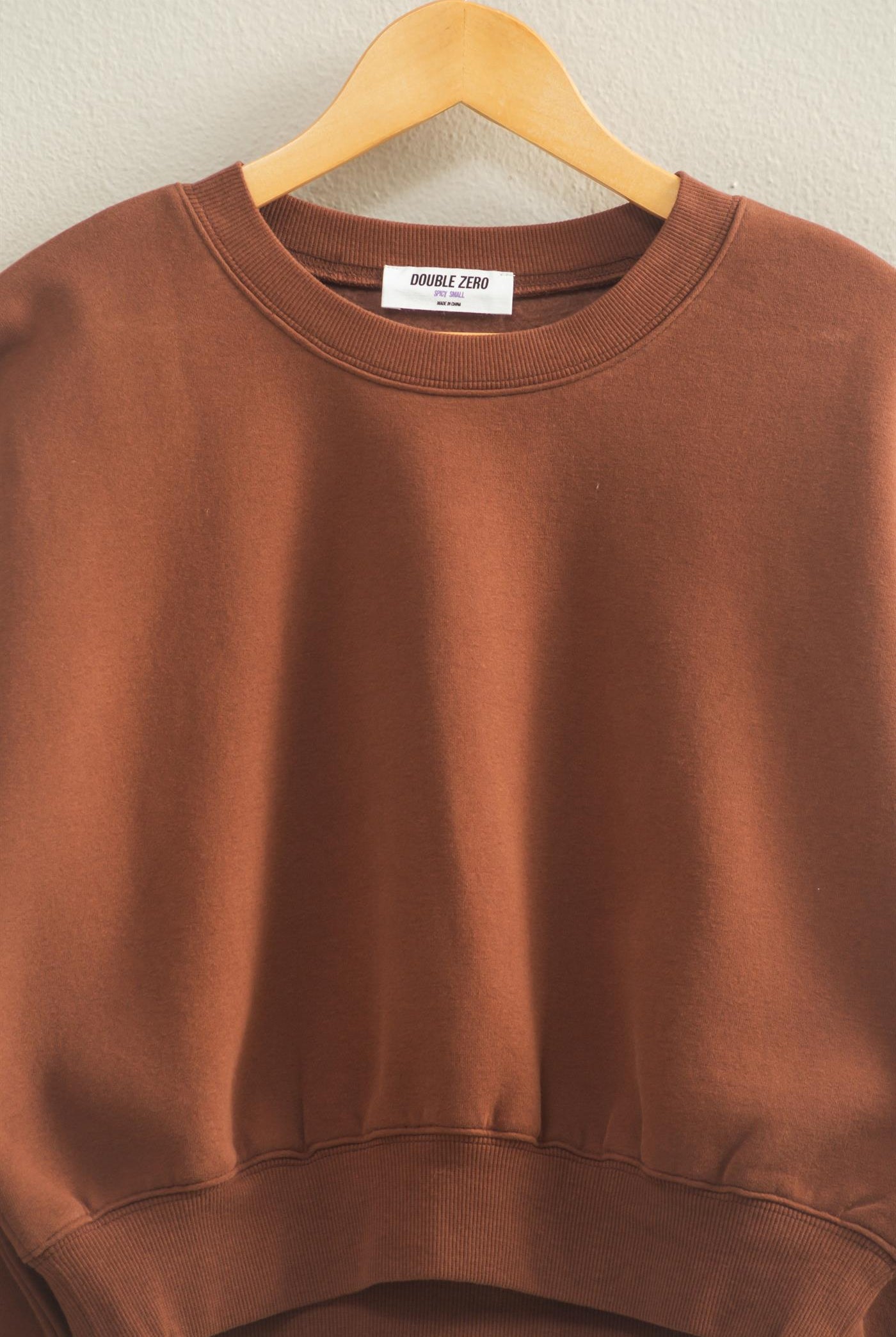 Wholesale Everyday Long Sleeve Cropped Sweatshirt Sweatshirts DZ25E415 CHESTNUT DOUBLE ZERO
