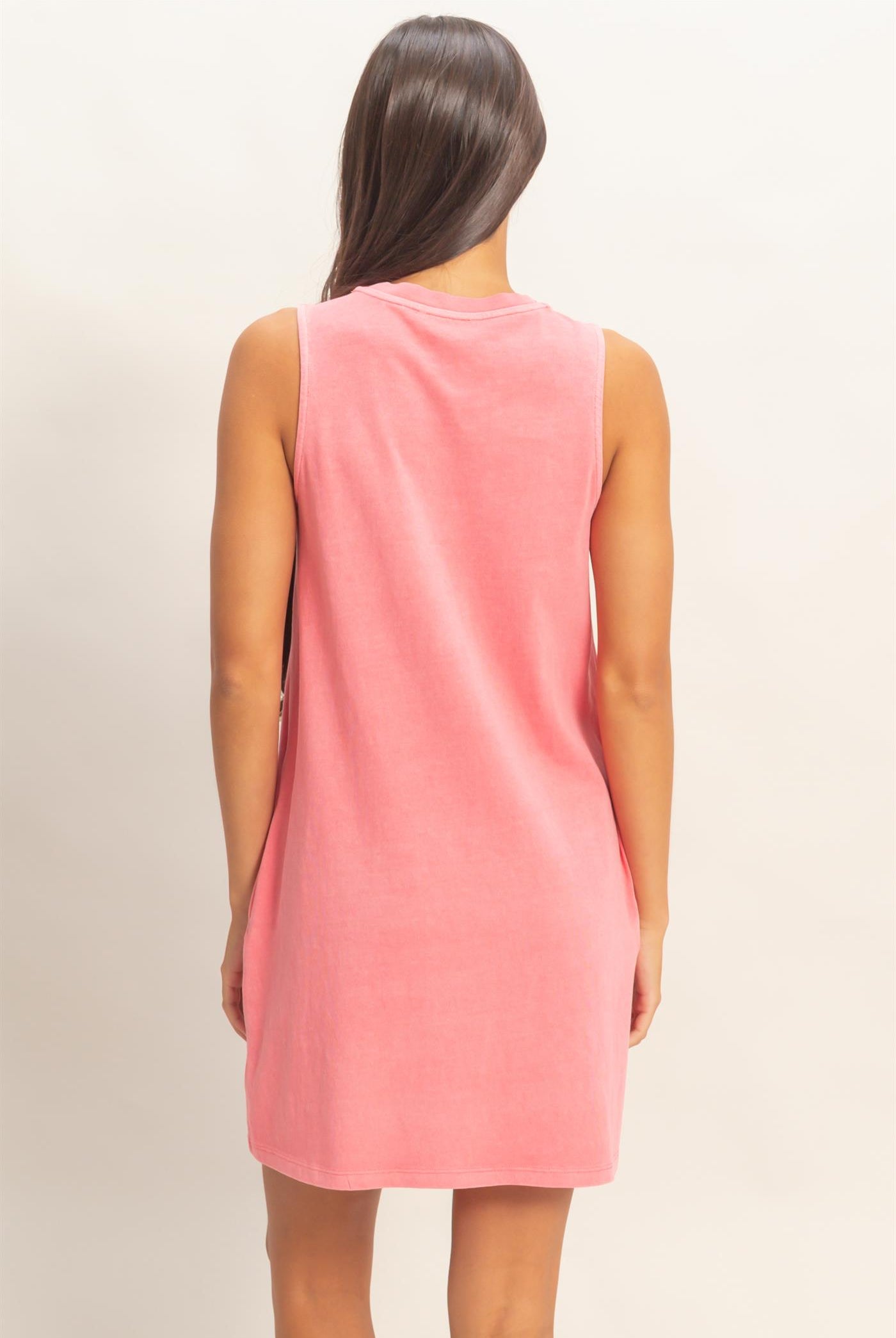 Wholesale Pigment Dyed Sleeveless Mini Dres Dresses DZ26A745 TAFFY PINK DOUBLE ZERO