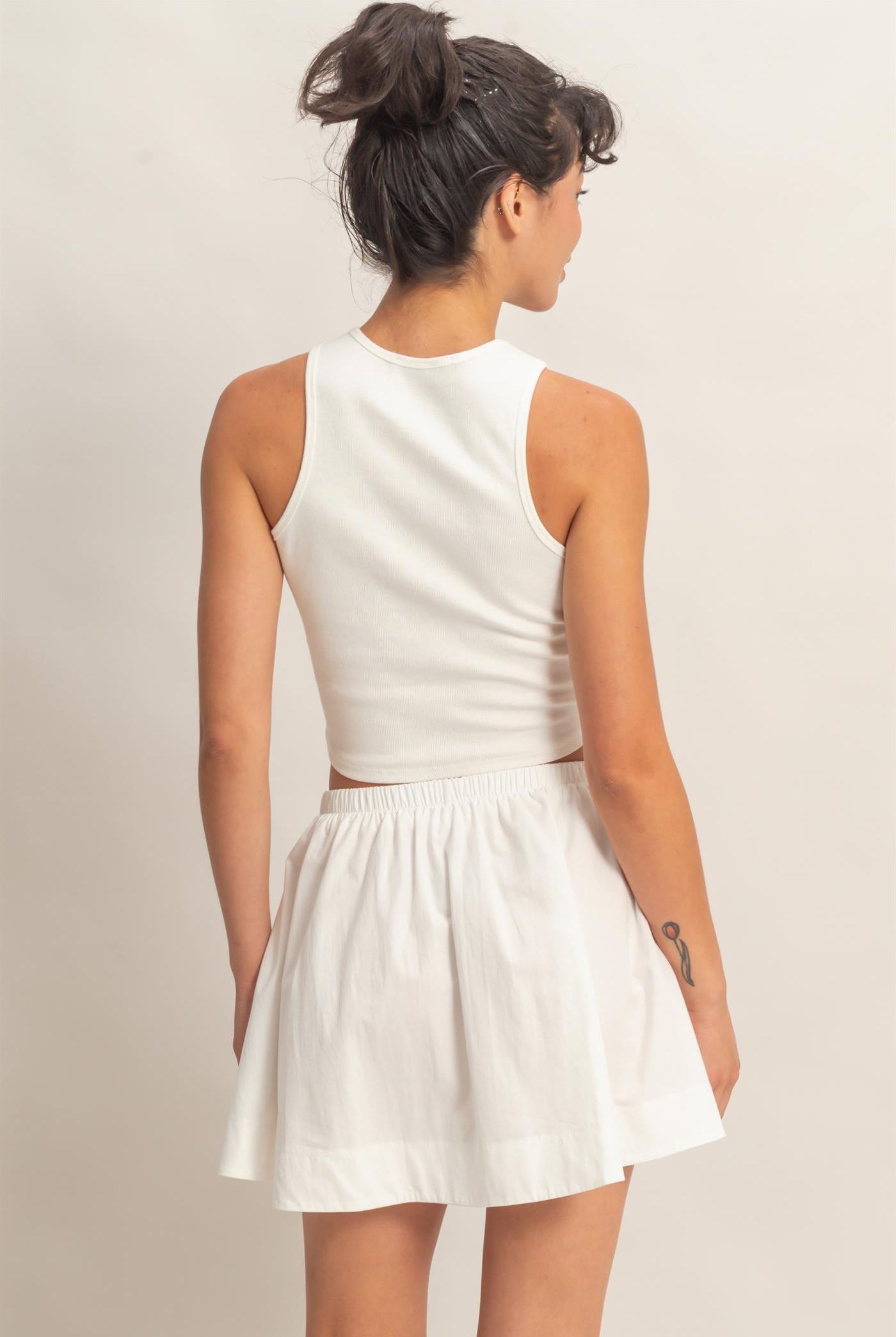 Wholesale Sleeveless Ribbed Top And Skirt Set Clothing DZ26C346-SET WHITE DOUBLE ZERO