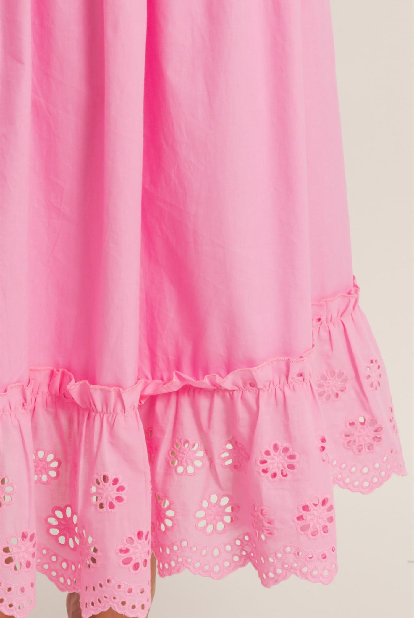 Wholesale Tiered Eyelet Maxi Skirt Skirts HF26C313 PINK HYFVE
