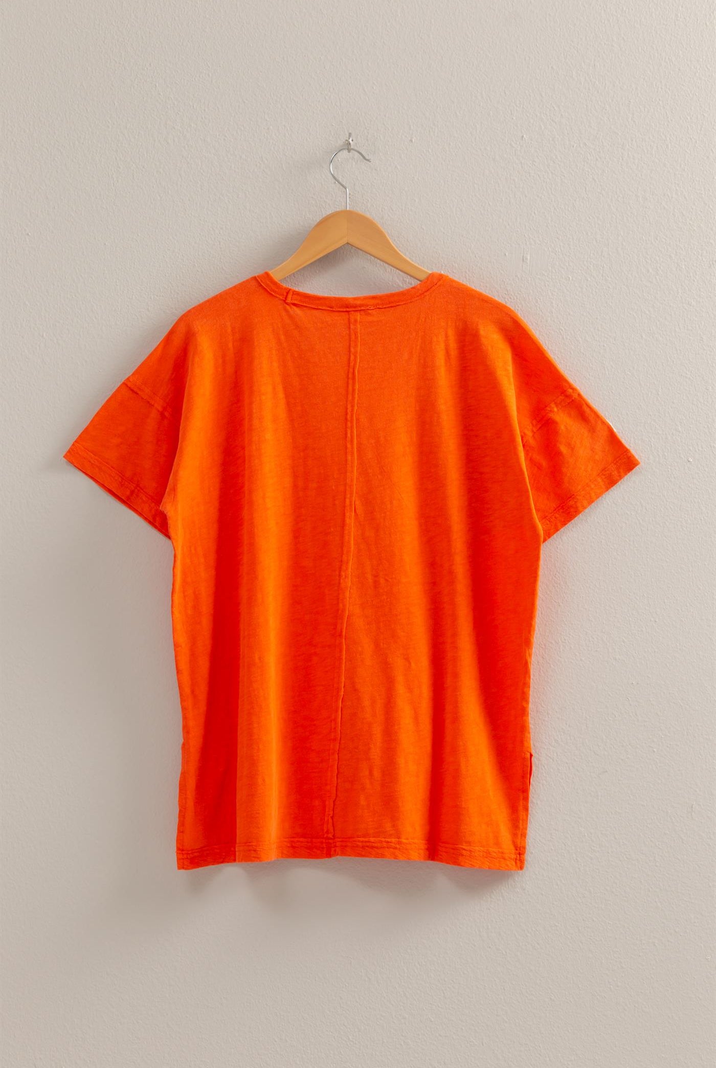 Wholesale Short Sleeve Relaxed Basic Washed Tee Clothing Tops DZ25A671 TOMATO DOUBLE ZERO