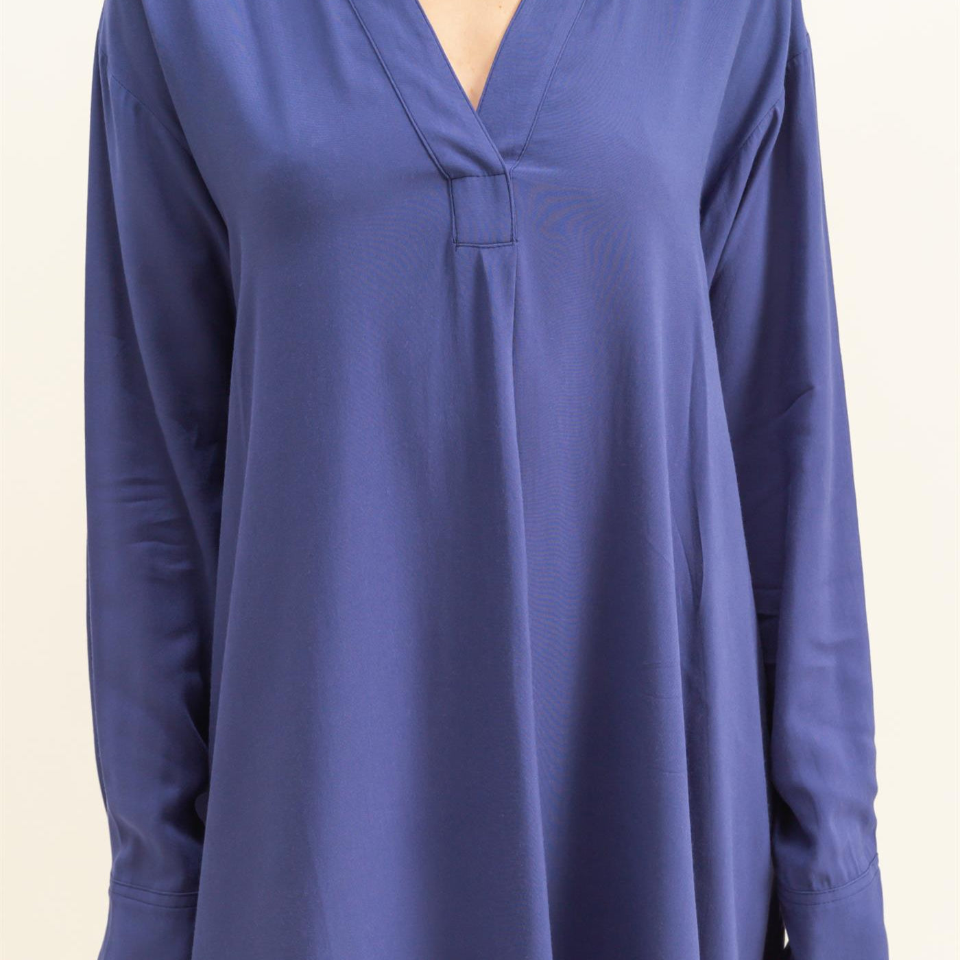 Wholesale V-Neck Long Sleeved Midi Shirts Dress Dresses DZ24E706 DUSTY INDIGO DOUBLE ZERO