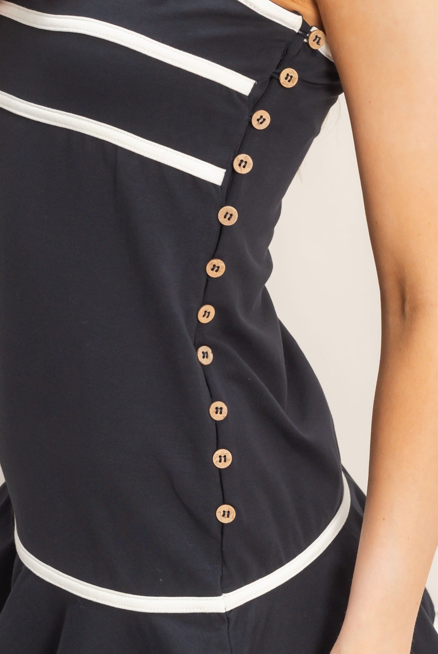 Wholesale Striped Strapless Flounce Dress Dresses HF26A180 D.NAVY HYFVE