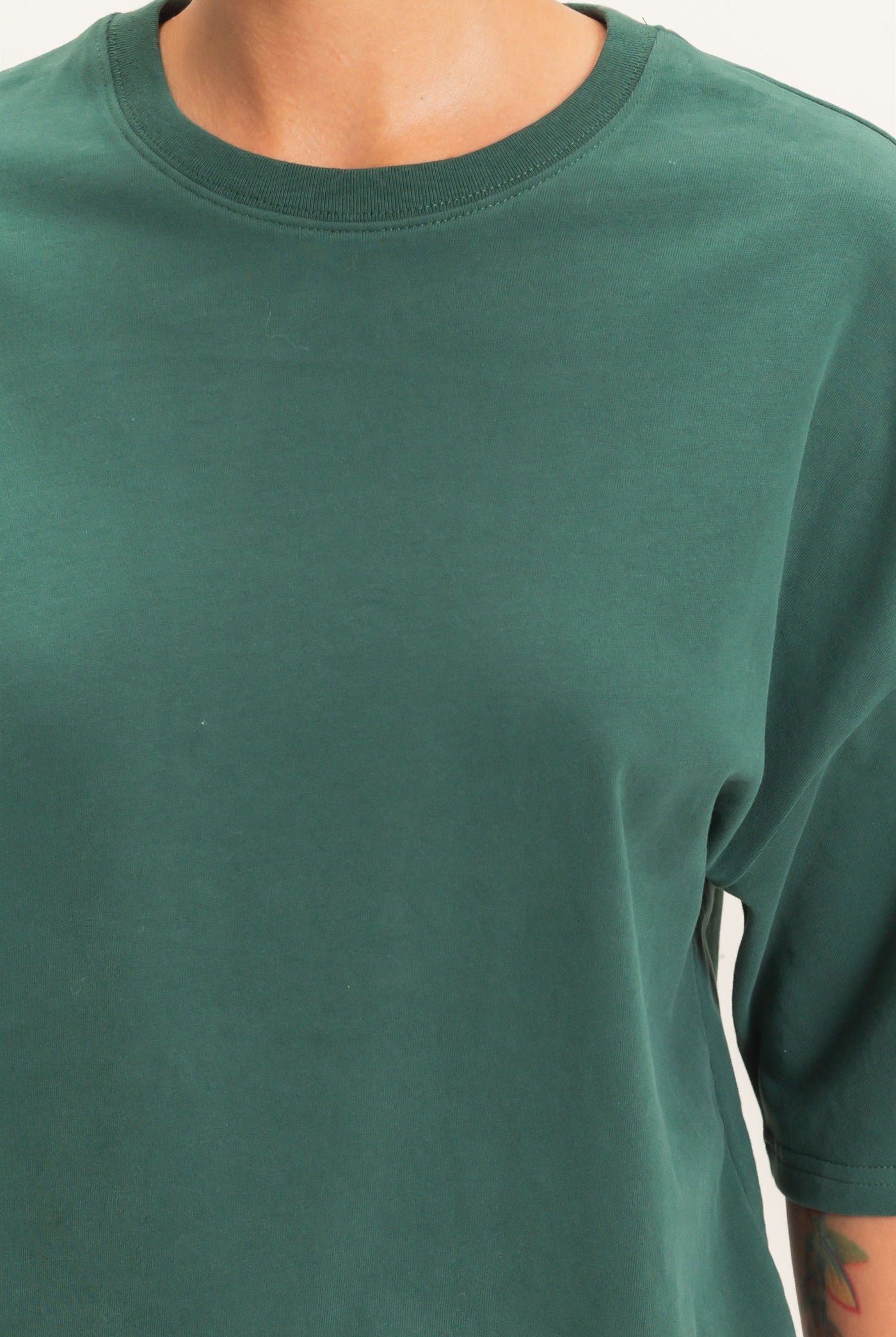 Wholesale Washed Crew Neck Short Sleeve Top Clothing Tops DZ26E381 DARK GREEN DOUBLE ZERO