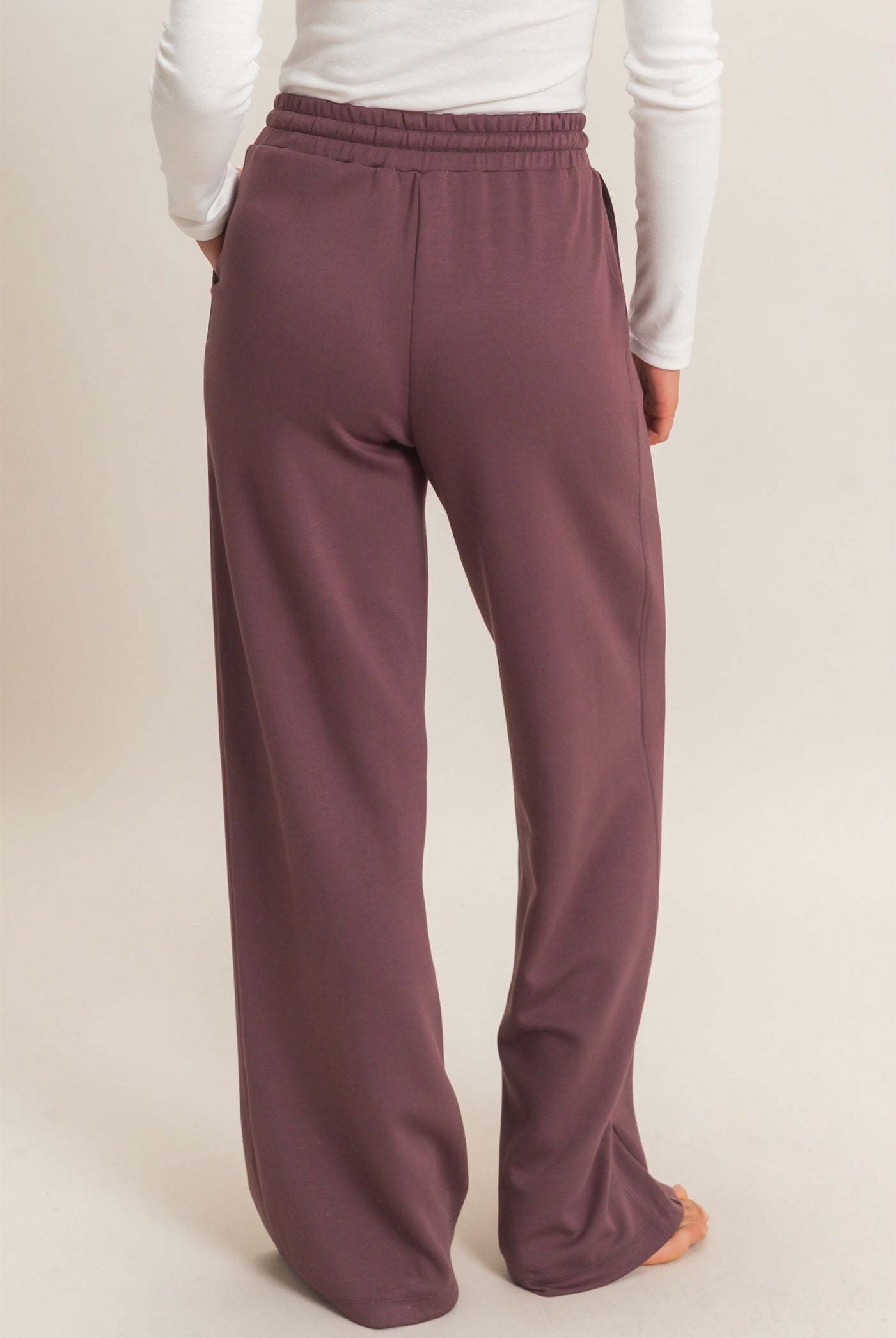 Wholesale Elastic Waist Straight Leg Pants Pants DZ26C969 COCOA DOUBLE ZERO
