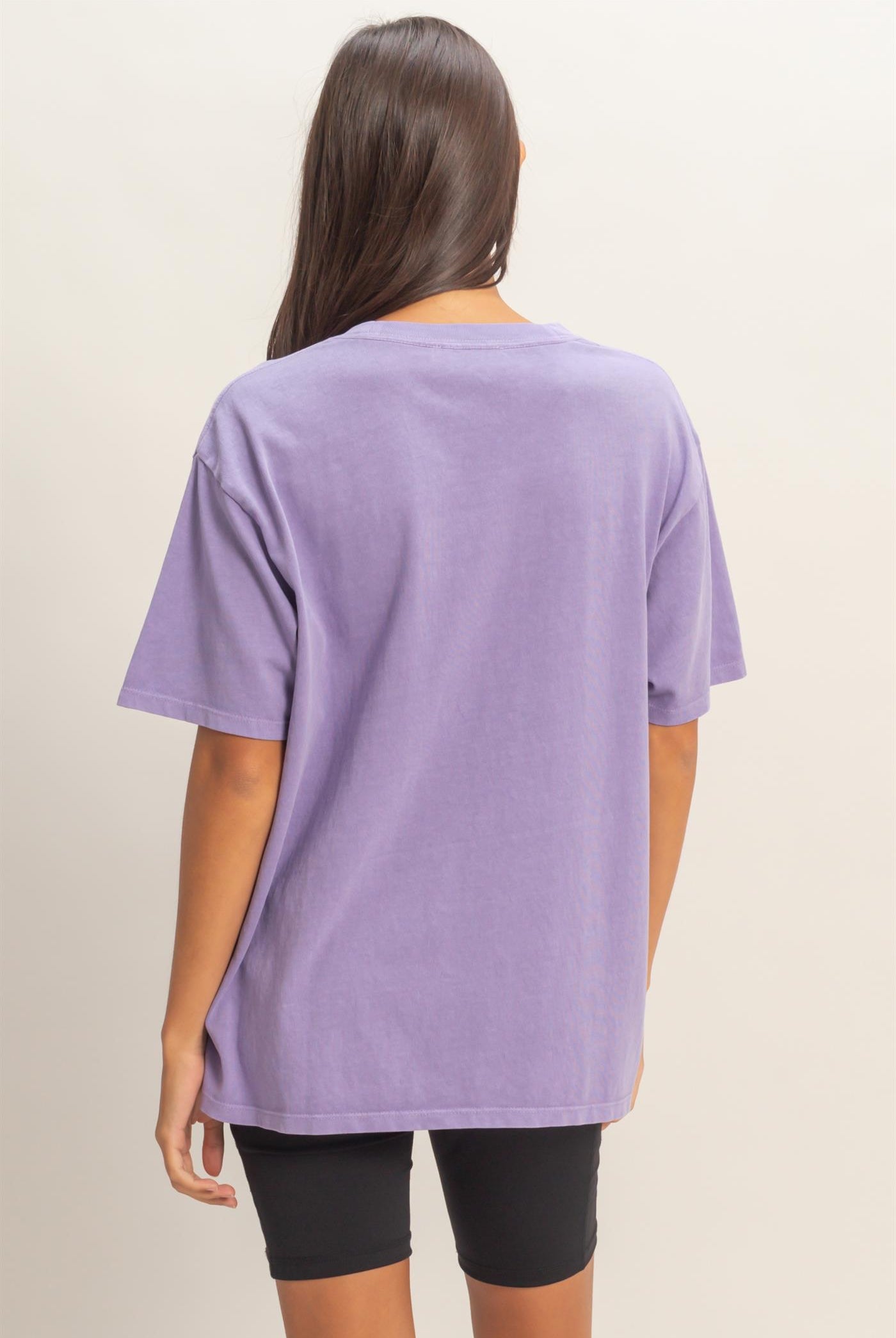 Wholesale Pigment Dyed Crew Neck T-Shirt T-Shirts DZ26A267 DUSTY PURPLE DOUBLE ZERO