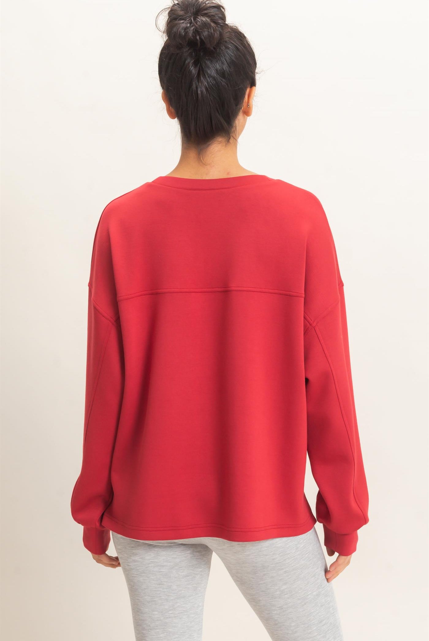 Wholesale Oversized Crew Neck Top Sweatshirts DZ26E388 DARK RED DOUBLE ZERO